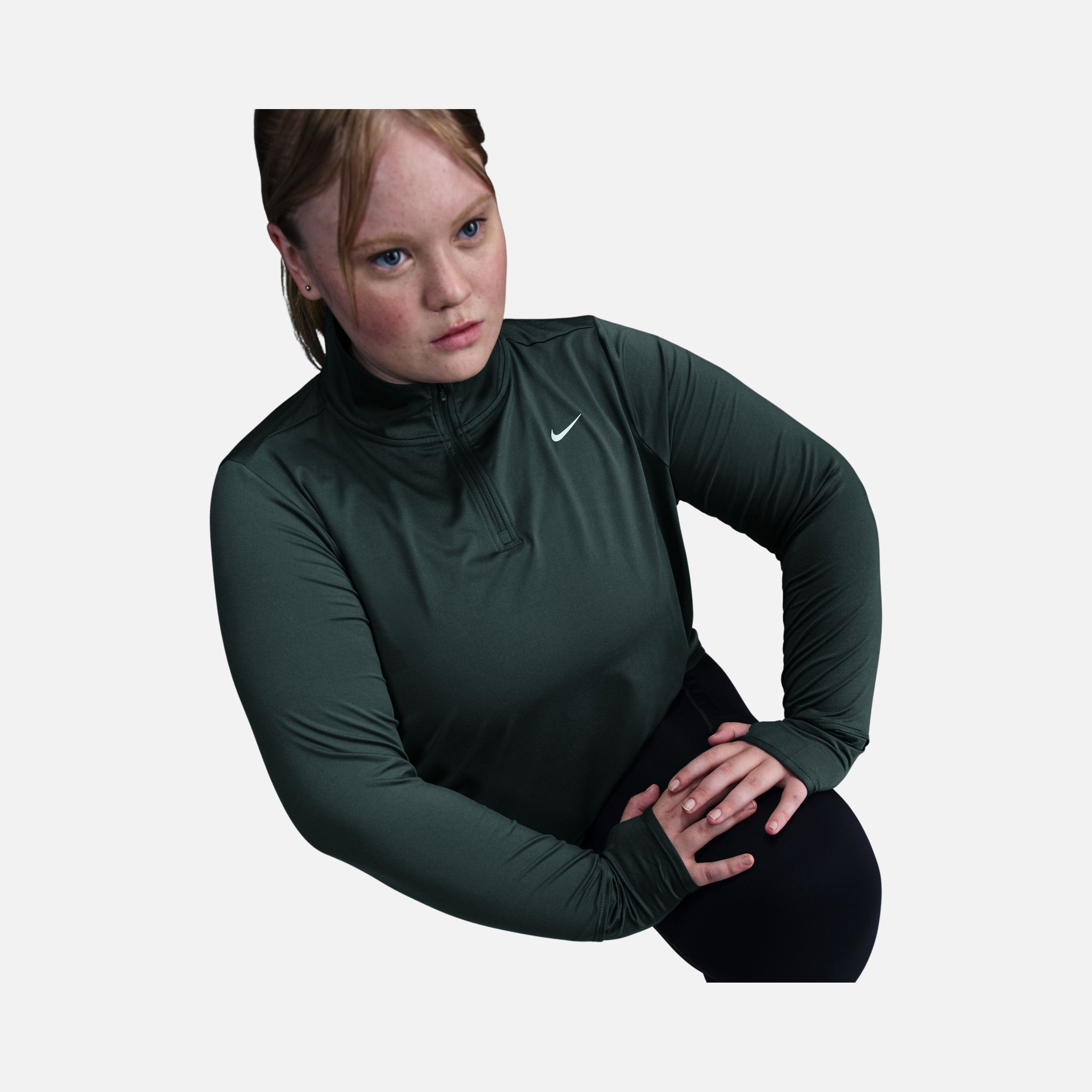 Nike Dri-Fit Swift UV 1/4-Zip Running Top Long-Sleeve (Plus Size) Kadın Tişört