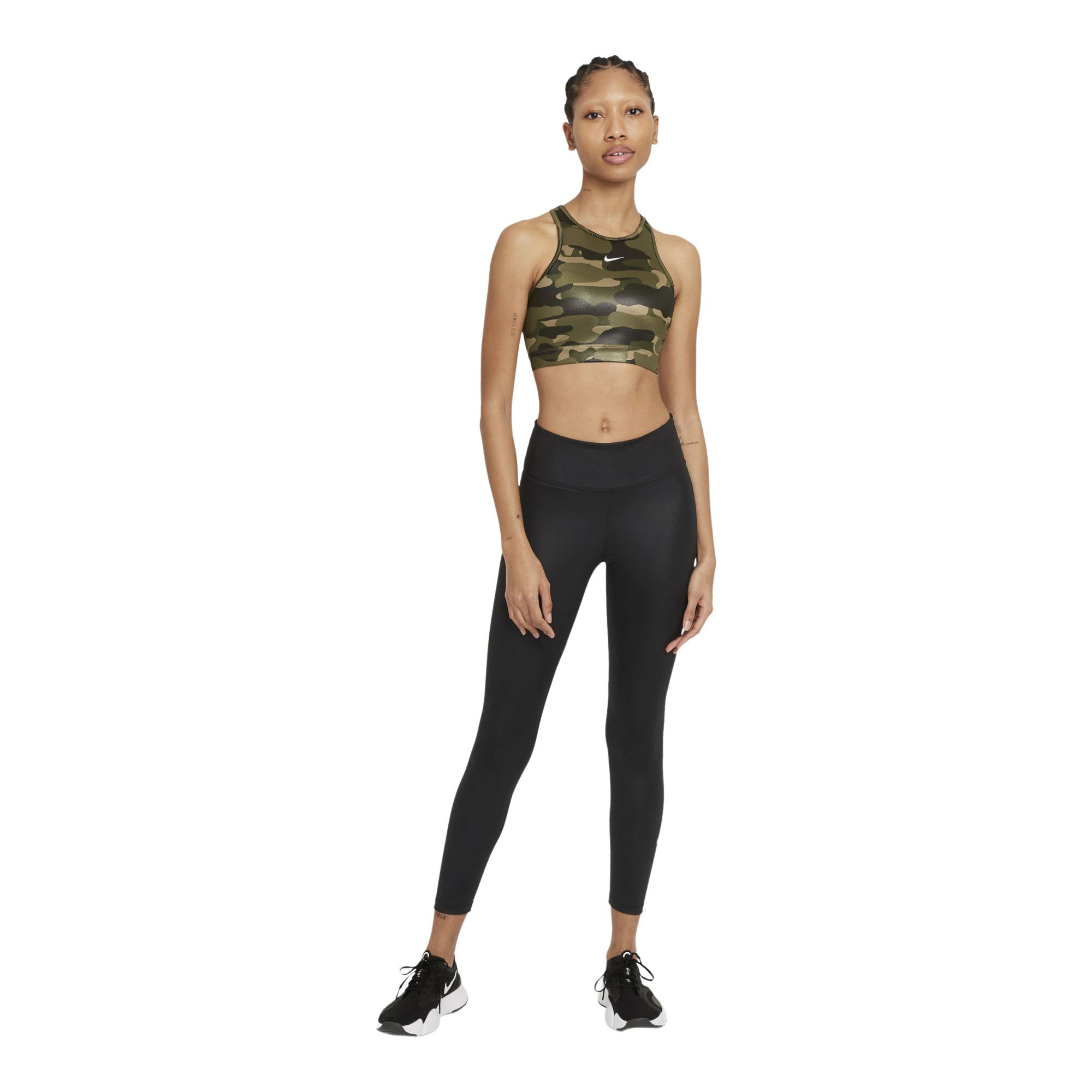 Nike Dri-Fit Swoosh Camouflage Printed Medium-Support 1-Piece Pad High-Neck Kadın Bra