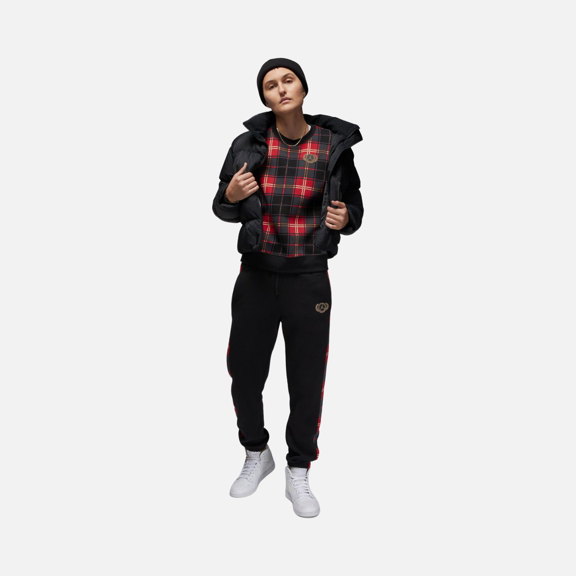Nike Jordan Essential Flight Artist Series Plaid Fleece Crew Kadın Sweatshirt