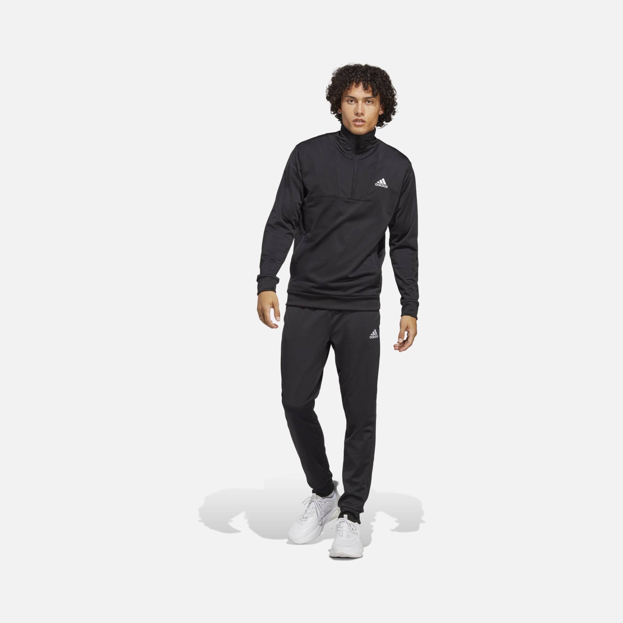 adidas Sportswear Small Logo Tricot 3-Stripes Half-Zip Hoodie Erkek Eşofman Takımı