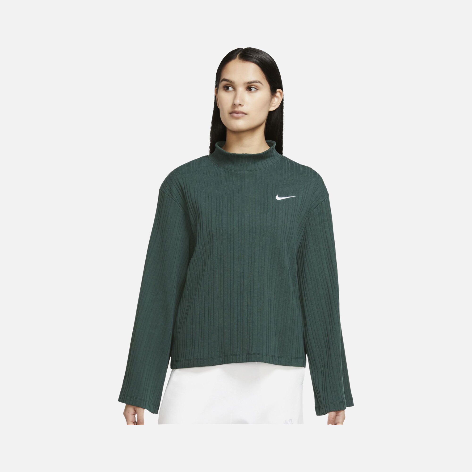 Nike Sportswear Ribbed Jersey Wide Long-Sleeve Kadın Tişört