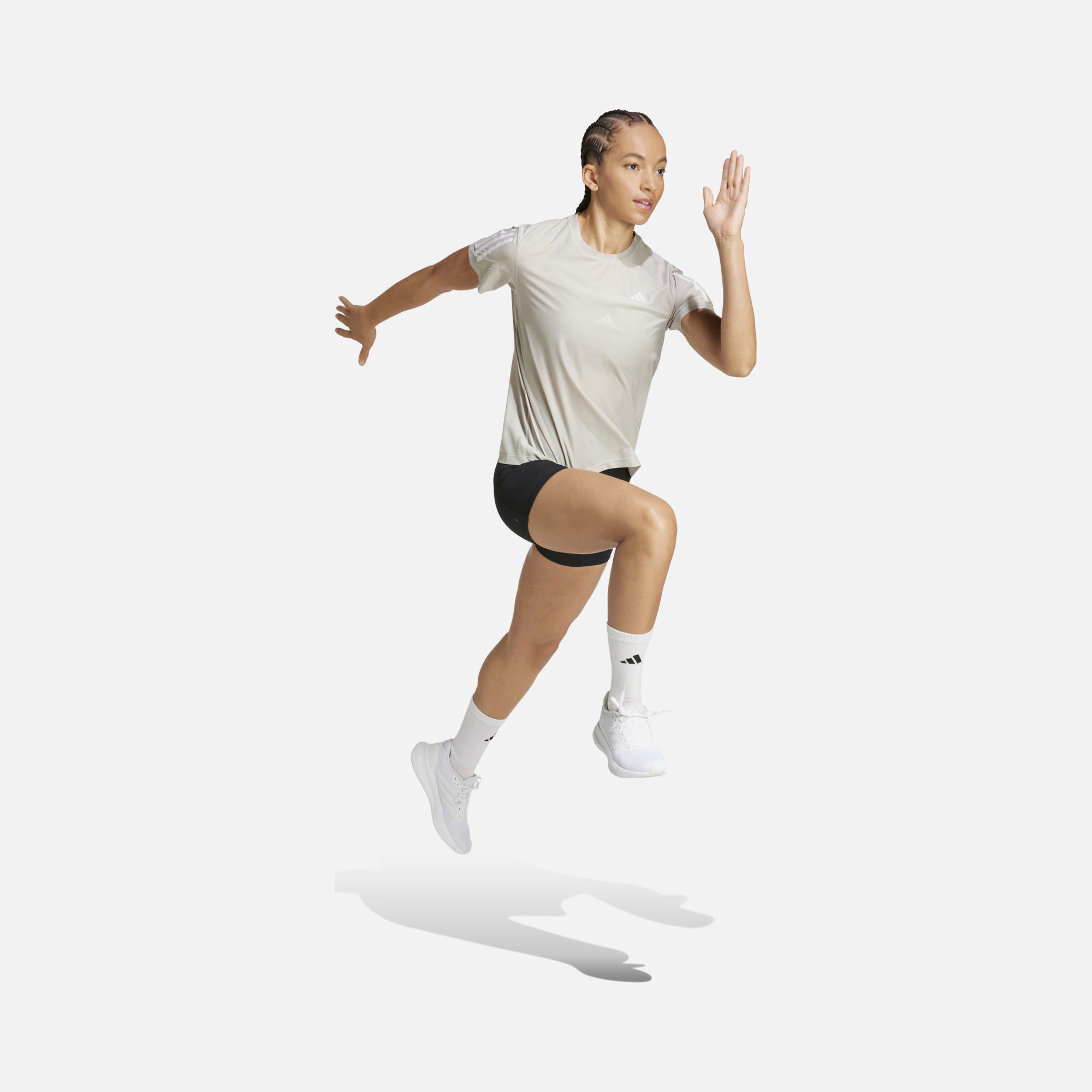 adidas AEROREADY Run Own The 3-Stripes Crew Neck Running Short-Sleeve Kadın Tişört