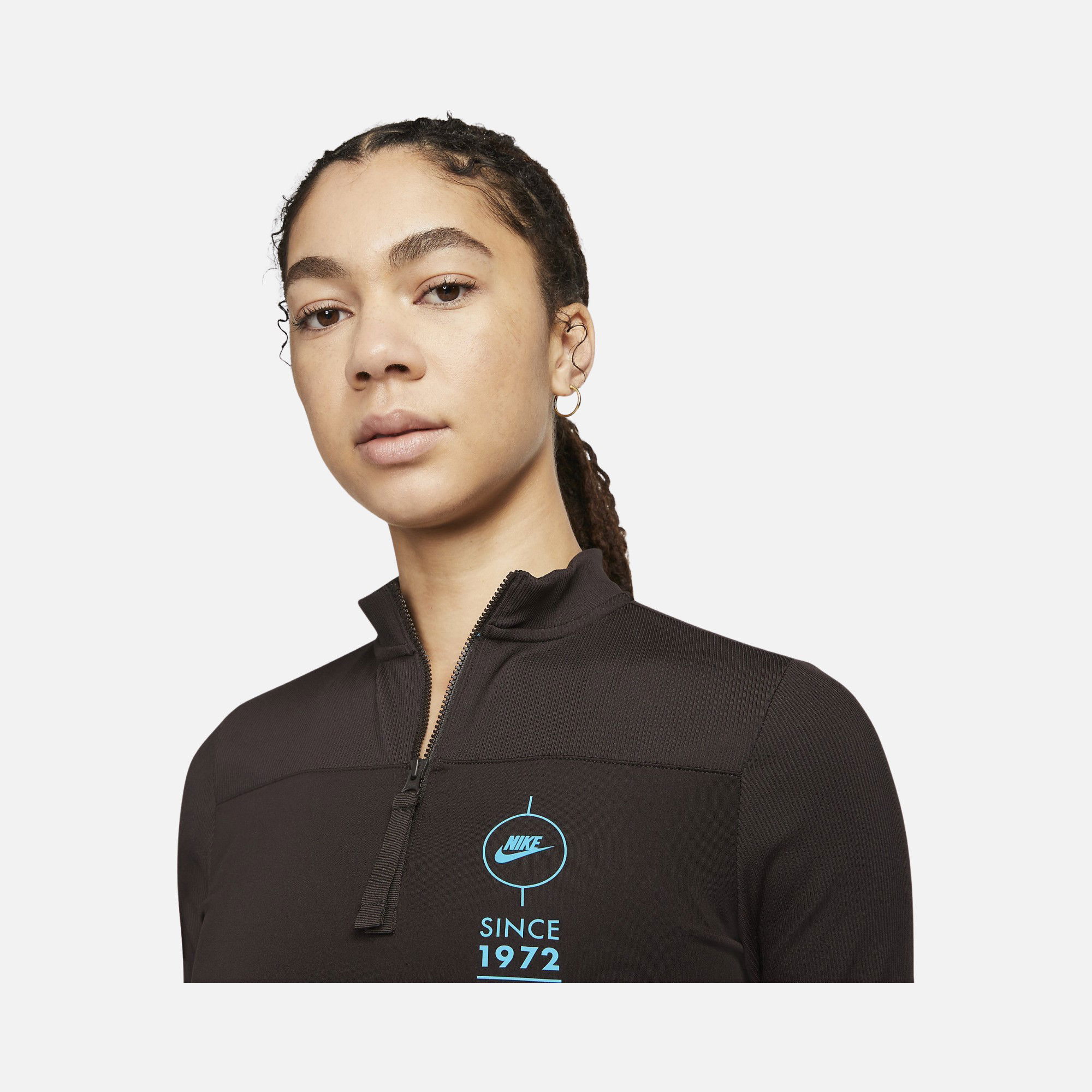 Nike Sportswear Ribbed 1/2 Zip Short-Sleeve Kadın Tişört