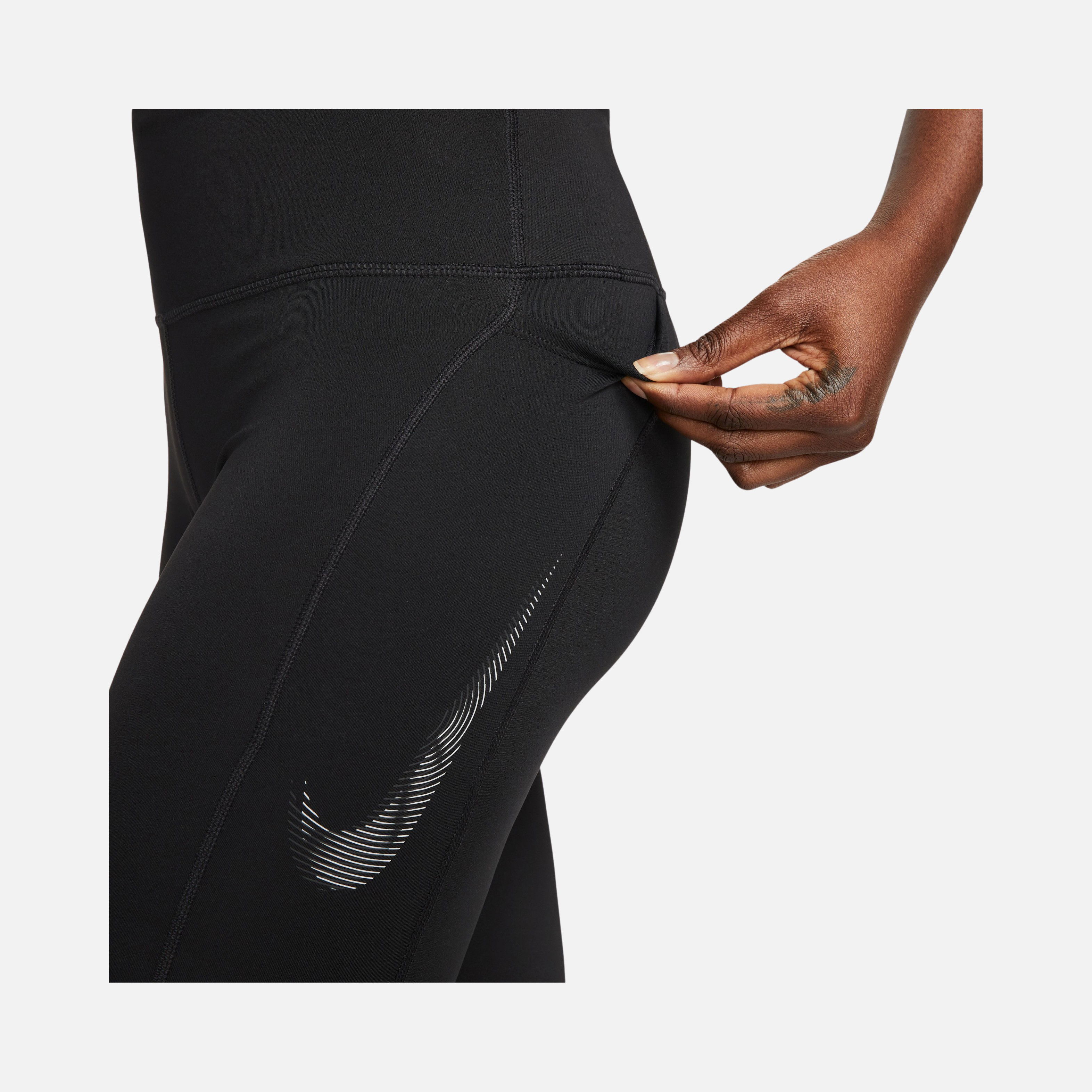 Nike Dri-Fit Fast Mid-Rise Swoosh HBR Graphic 7/8 Running Kadın Tayt