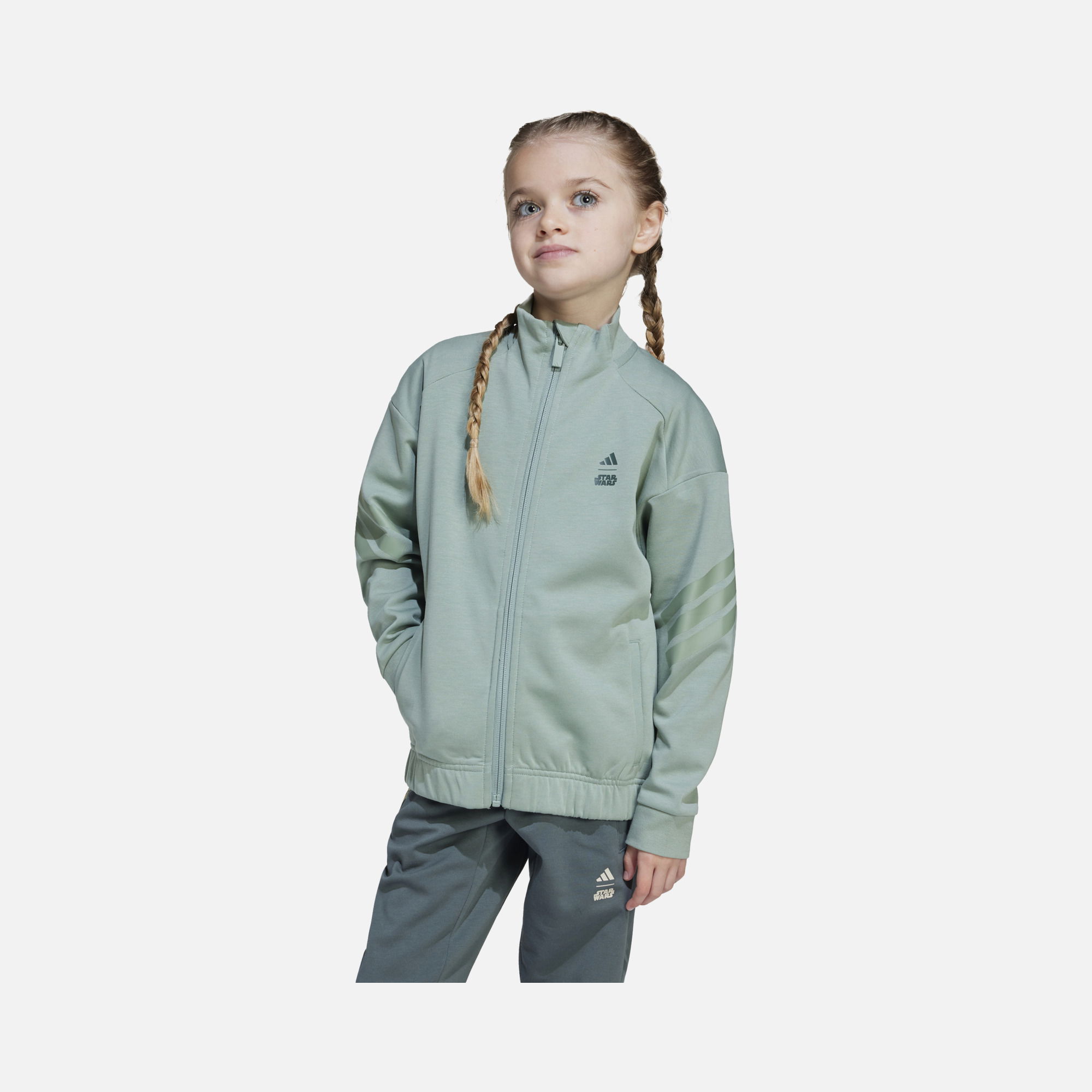 adidas Star Wars Mandalorian Graphic 3-Stripes Full-Zip Çocuk Sweatshirt