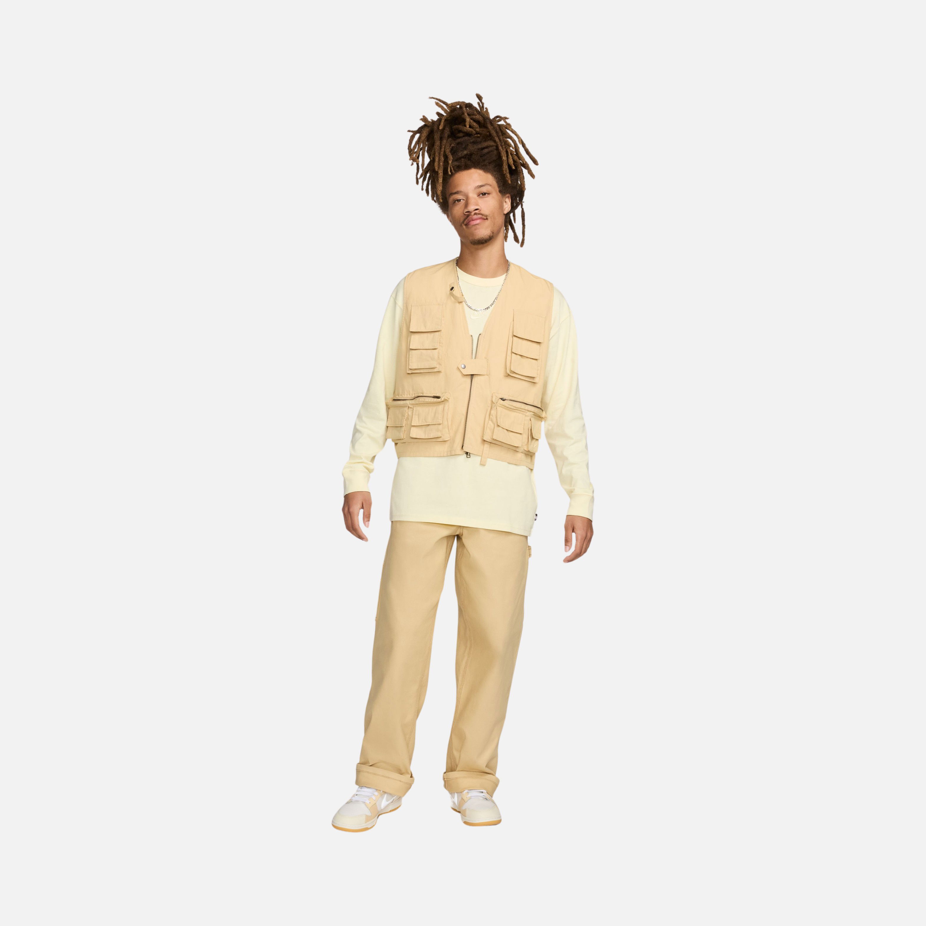 Nike Life Utility Stonewashed Cotton Fabric Full-Zip Erkek Yelek