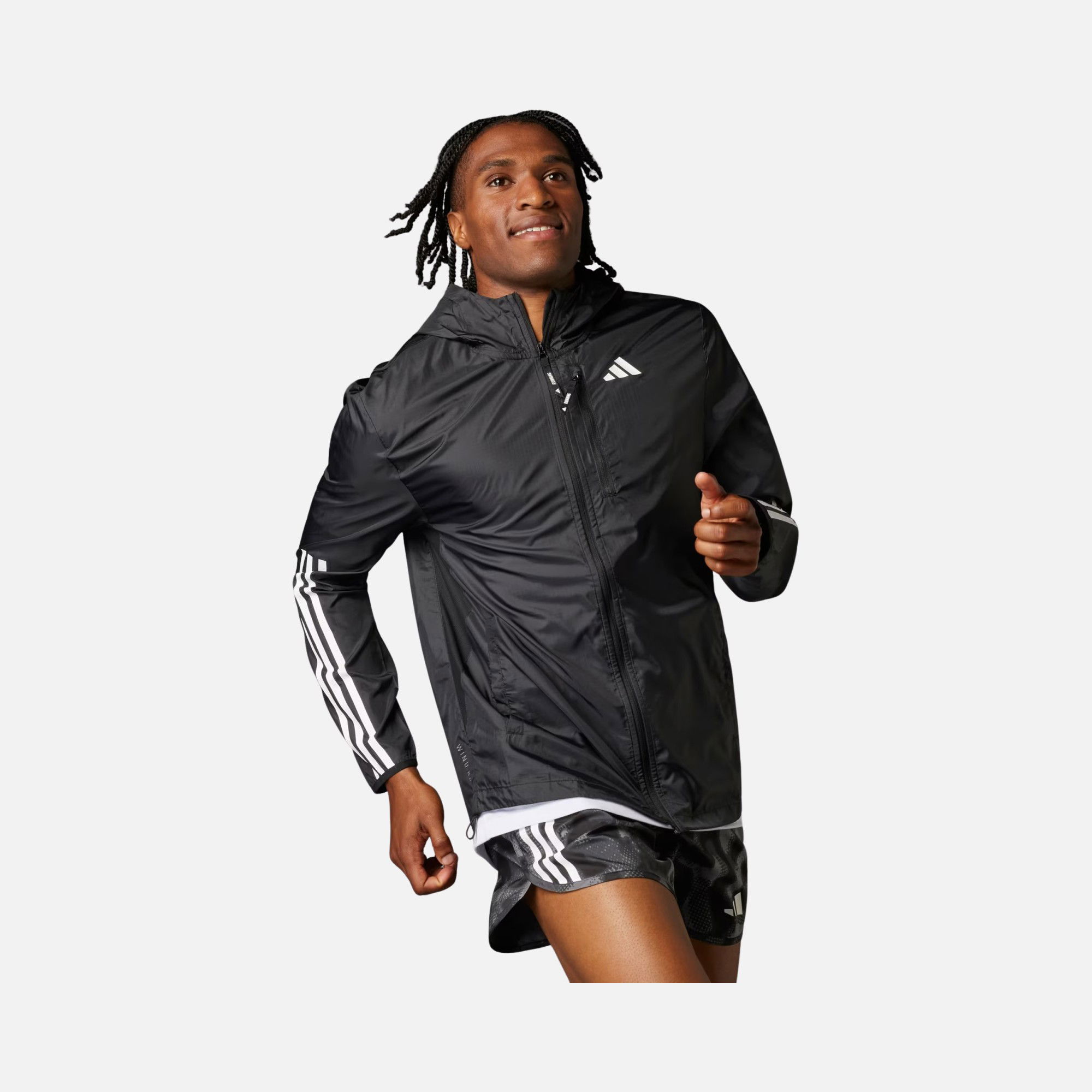 adidas Own The Run 3-Stripes Full-Zip Hoodie Erkek Ceket