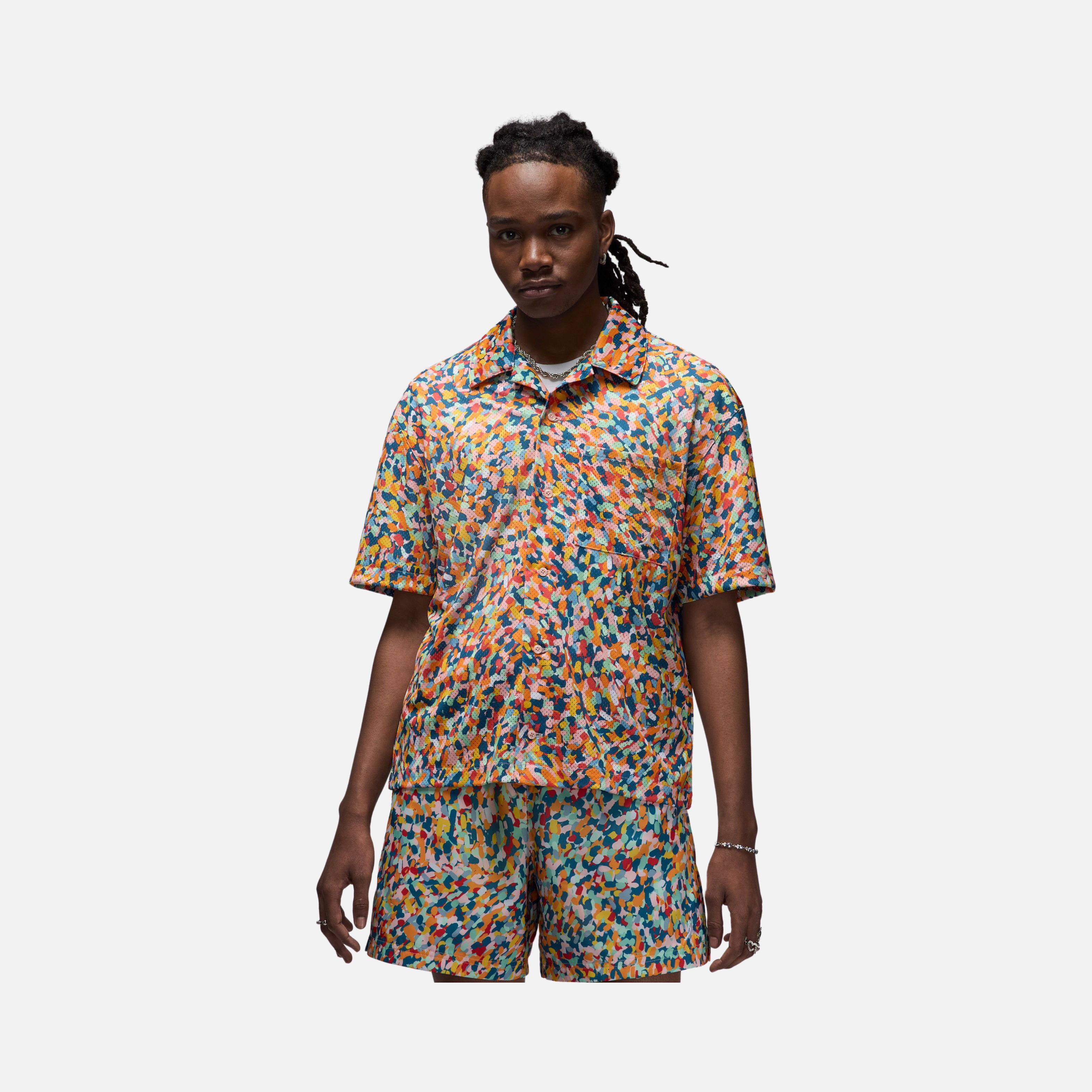 Nike Jordan Essentials Poolside Allover Printed Full-Buttoned Short-Sleeve Erkek Gömlek