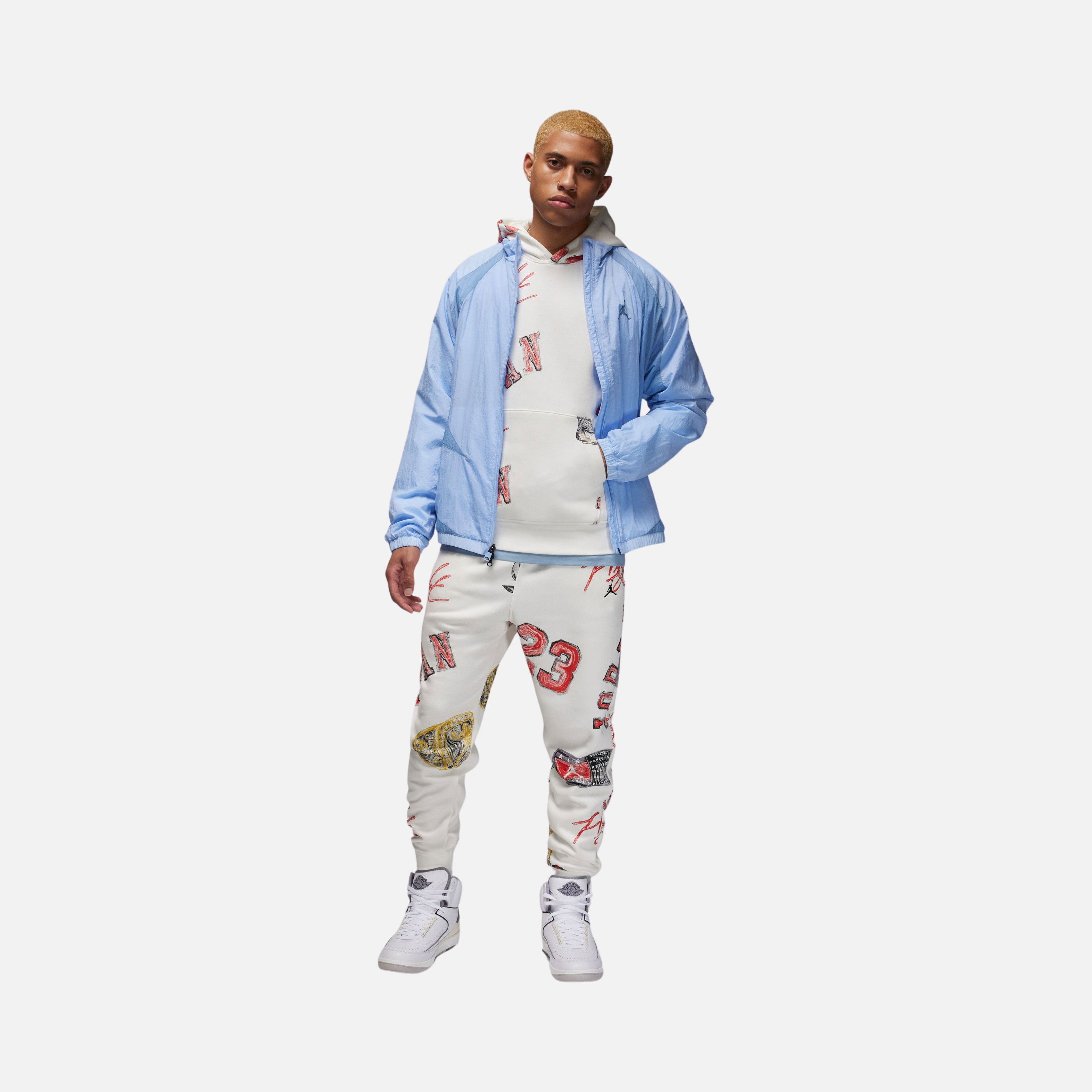 Nike Jordan Essentials Fleece All-Over Printed Pullover Hoodie Erkek Sweatshirt