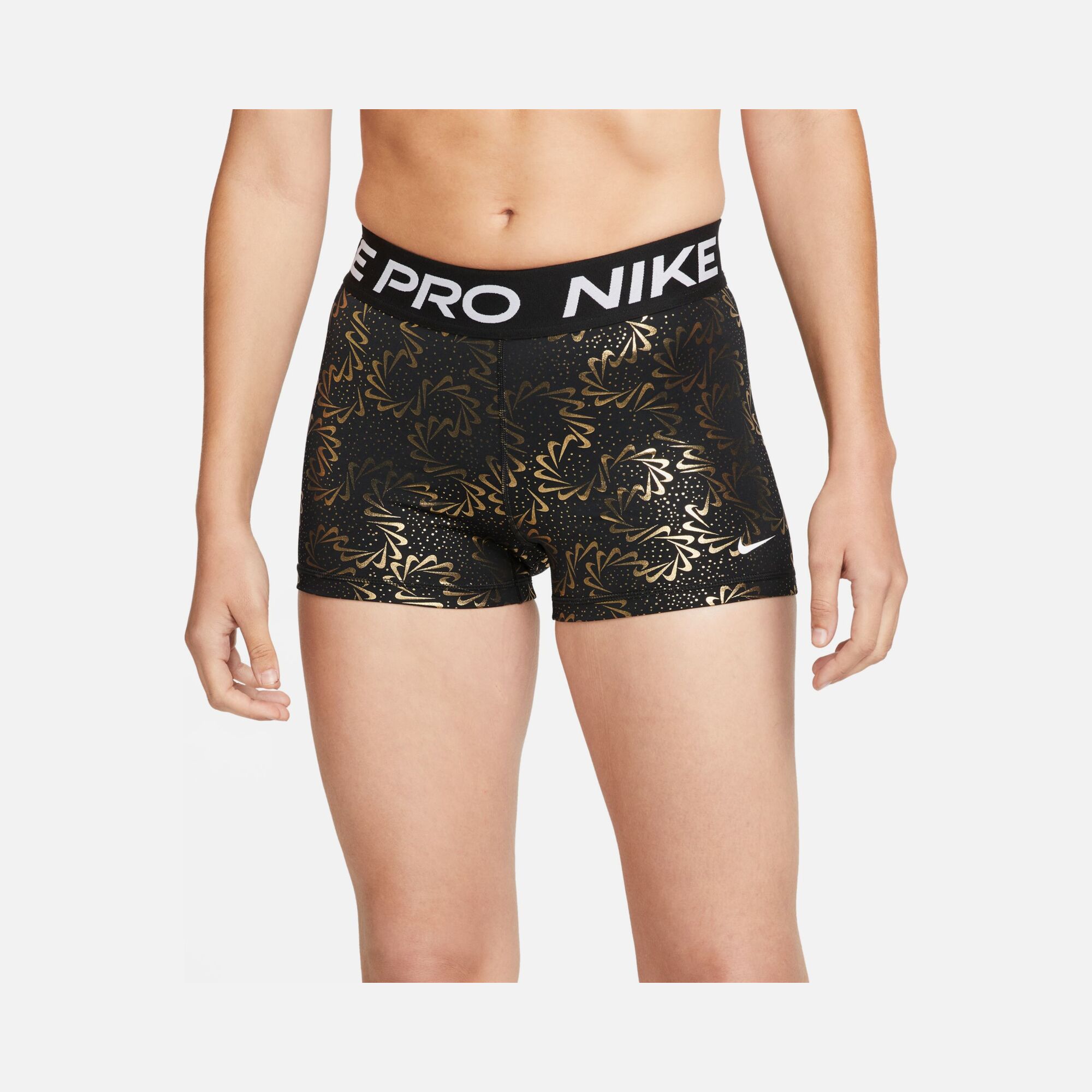 Nike Pro Dri-Fit Sparkle Swoosh Graphics 3 In Mid-Rise Training Kadın Şort