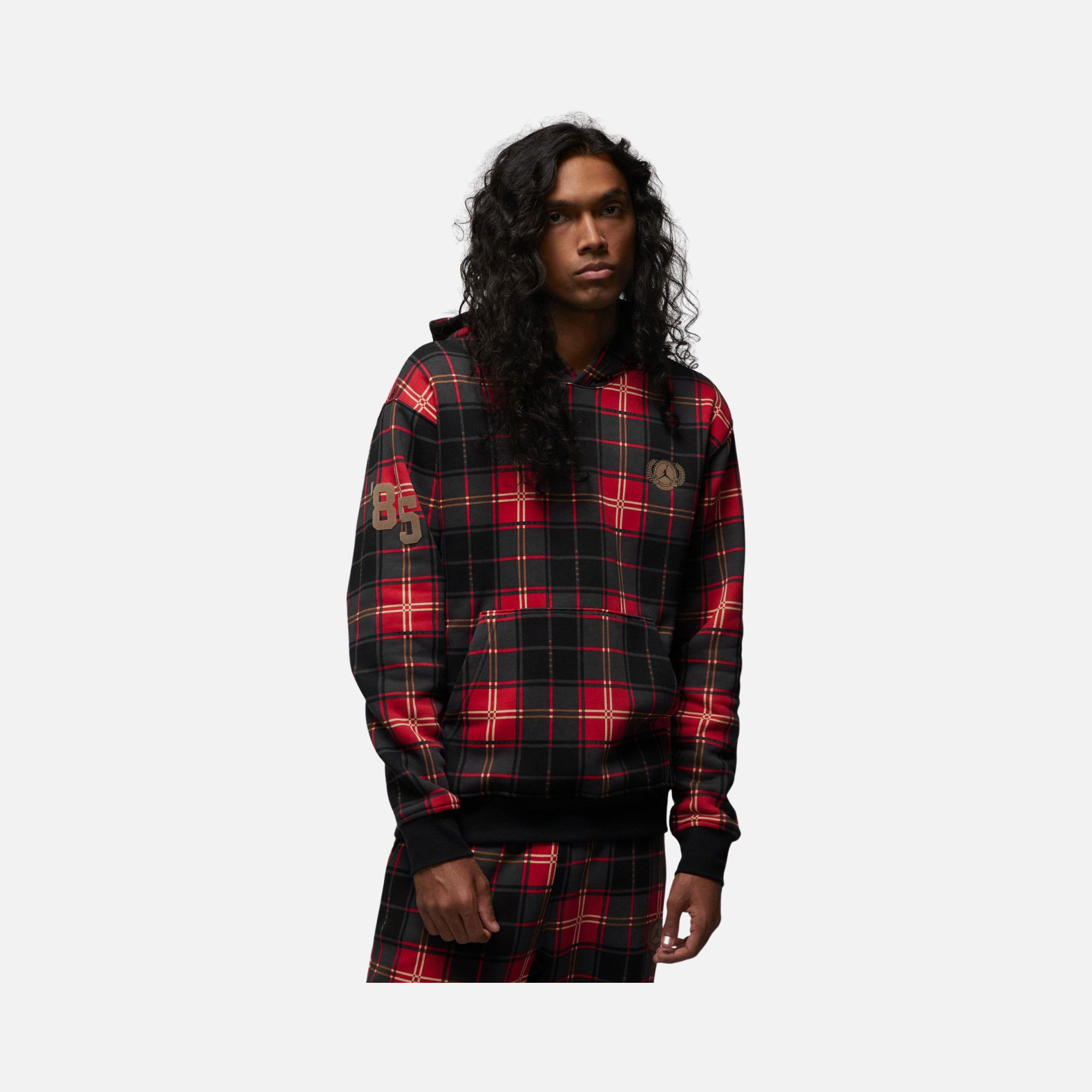 Nike Jordan Essential Flight Artist Series Plaid Fleece Crew Erkek Sweatshirt