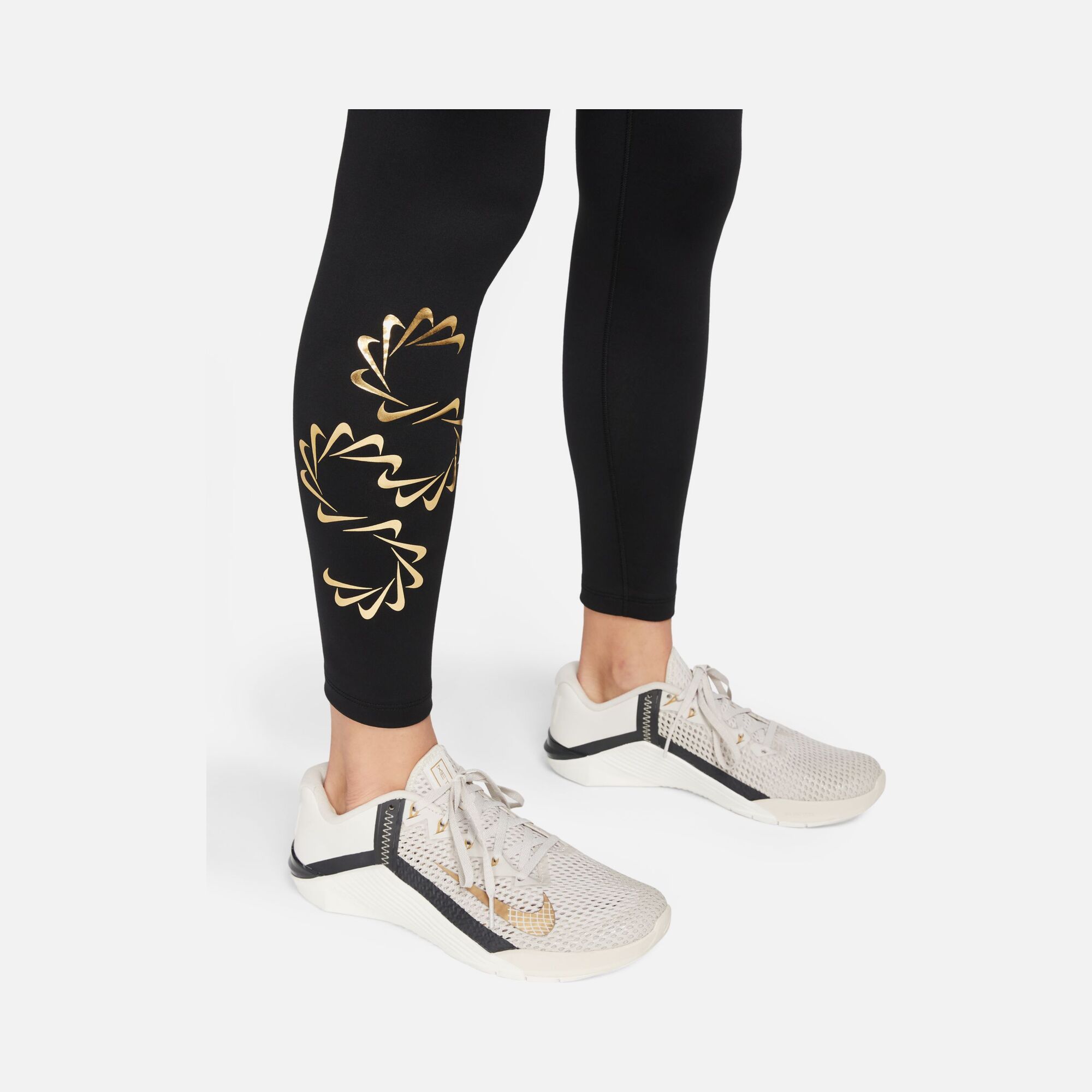 Nike Pro Dri-Fit Sparkle Swoosh Graphics Mid-Rise Training Kadın Tayt