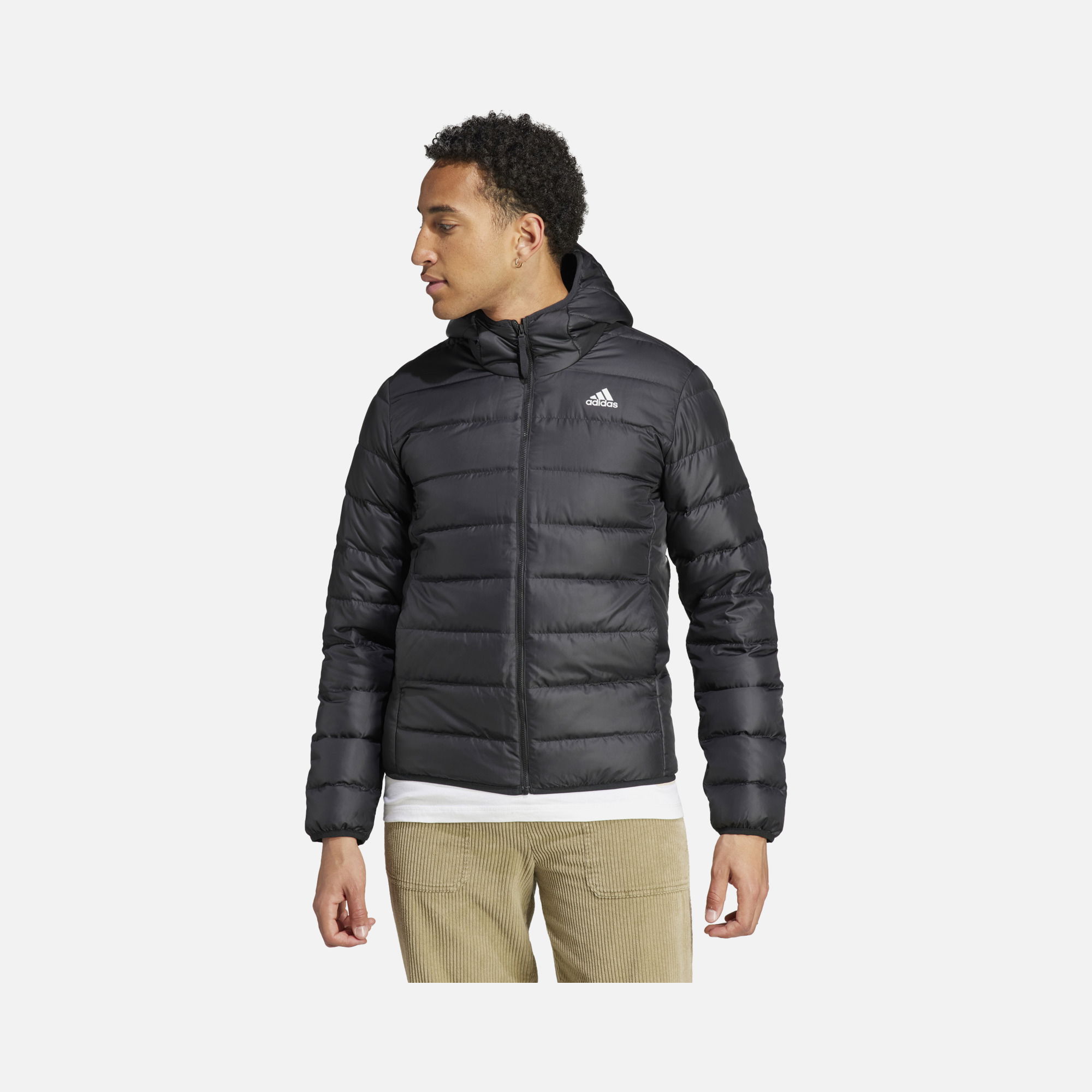 adidas Essentials Light Down Full-Zip Hoodie Erkek Ceket