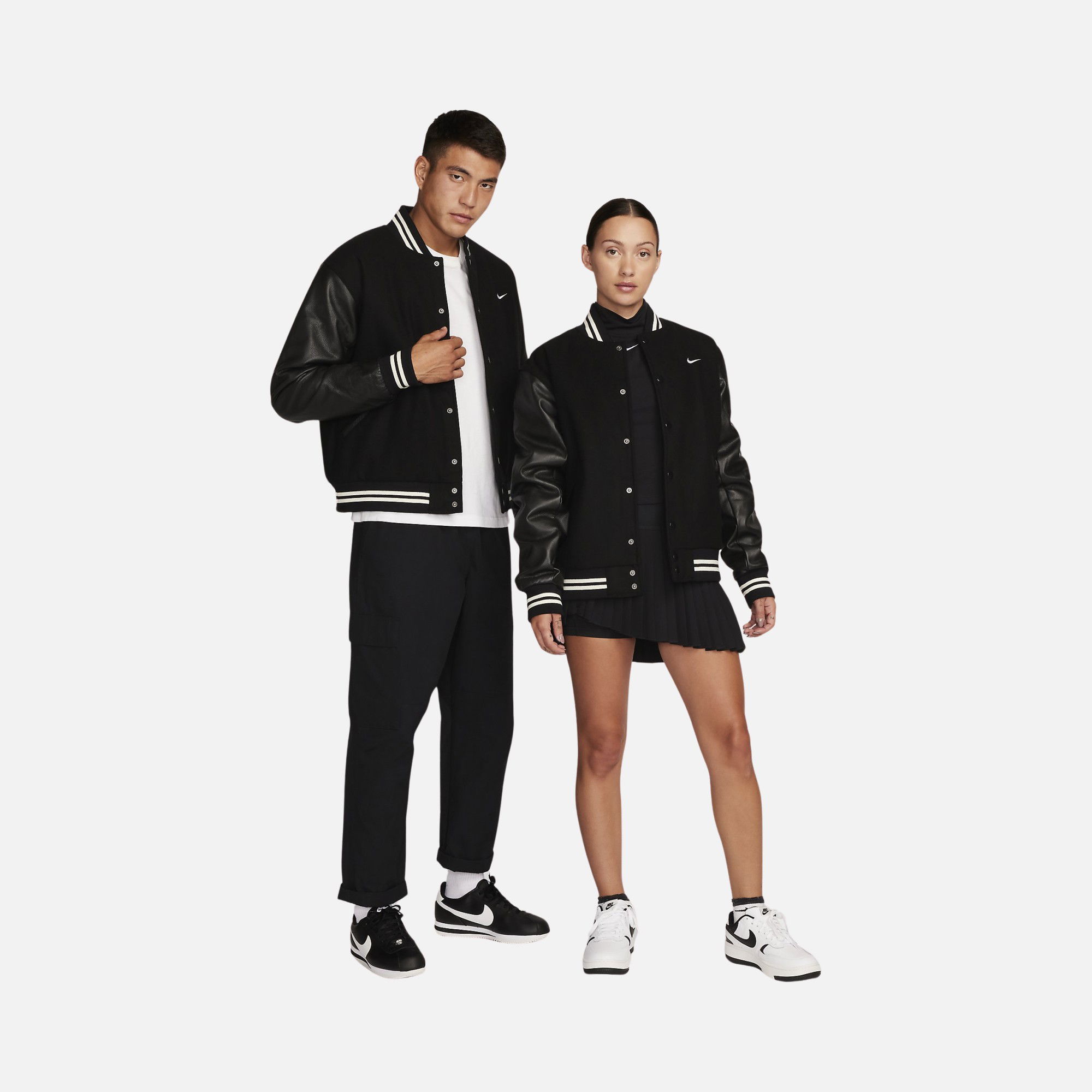 Nike Authentics Varsity Closure Leather Sleeve Full-Snap Erkek Ceket