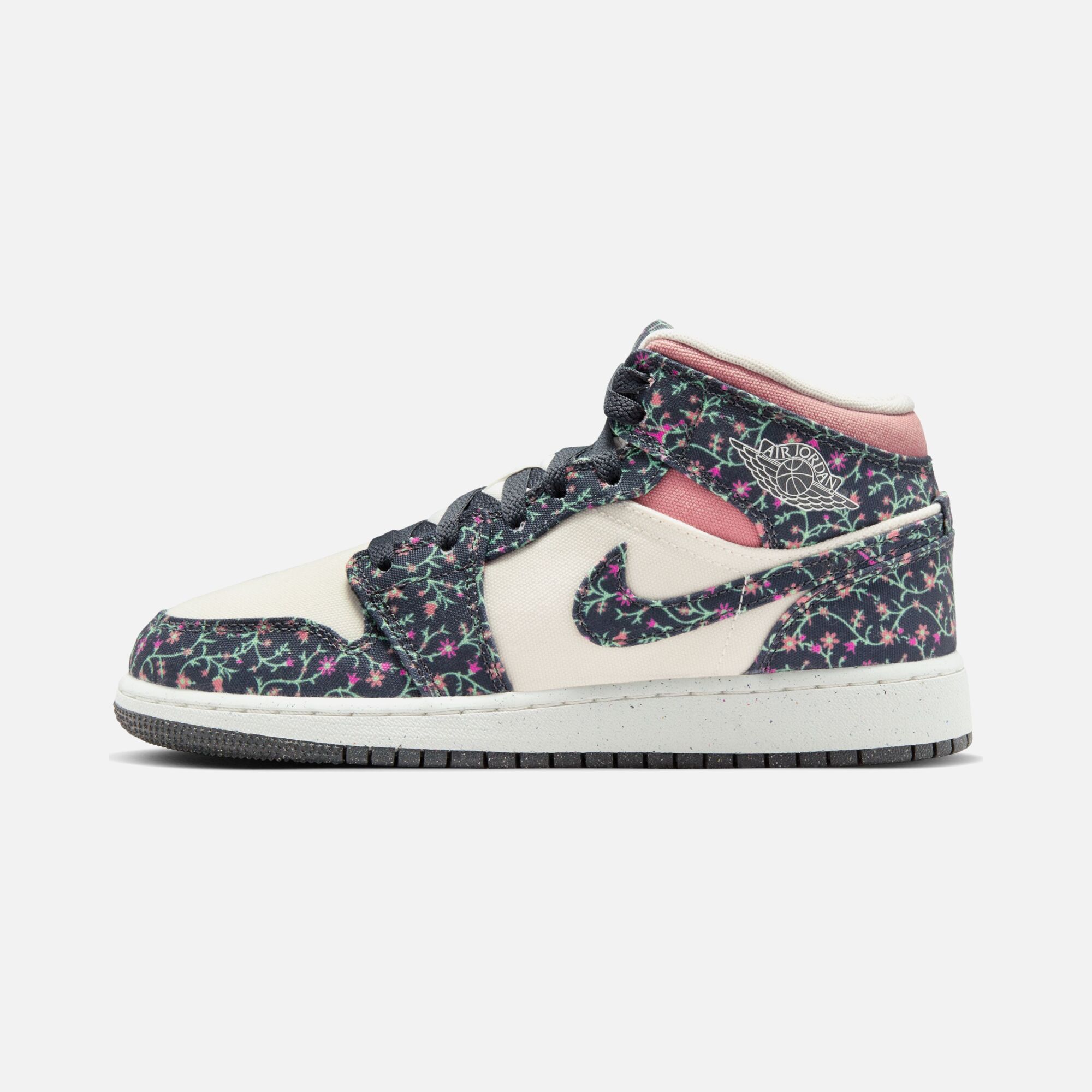 Nike Air Jordan 1 Mid SE ''Floral Canvas Details'' (GS) Spor Ayakkabı