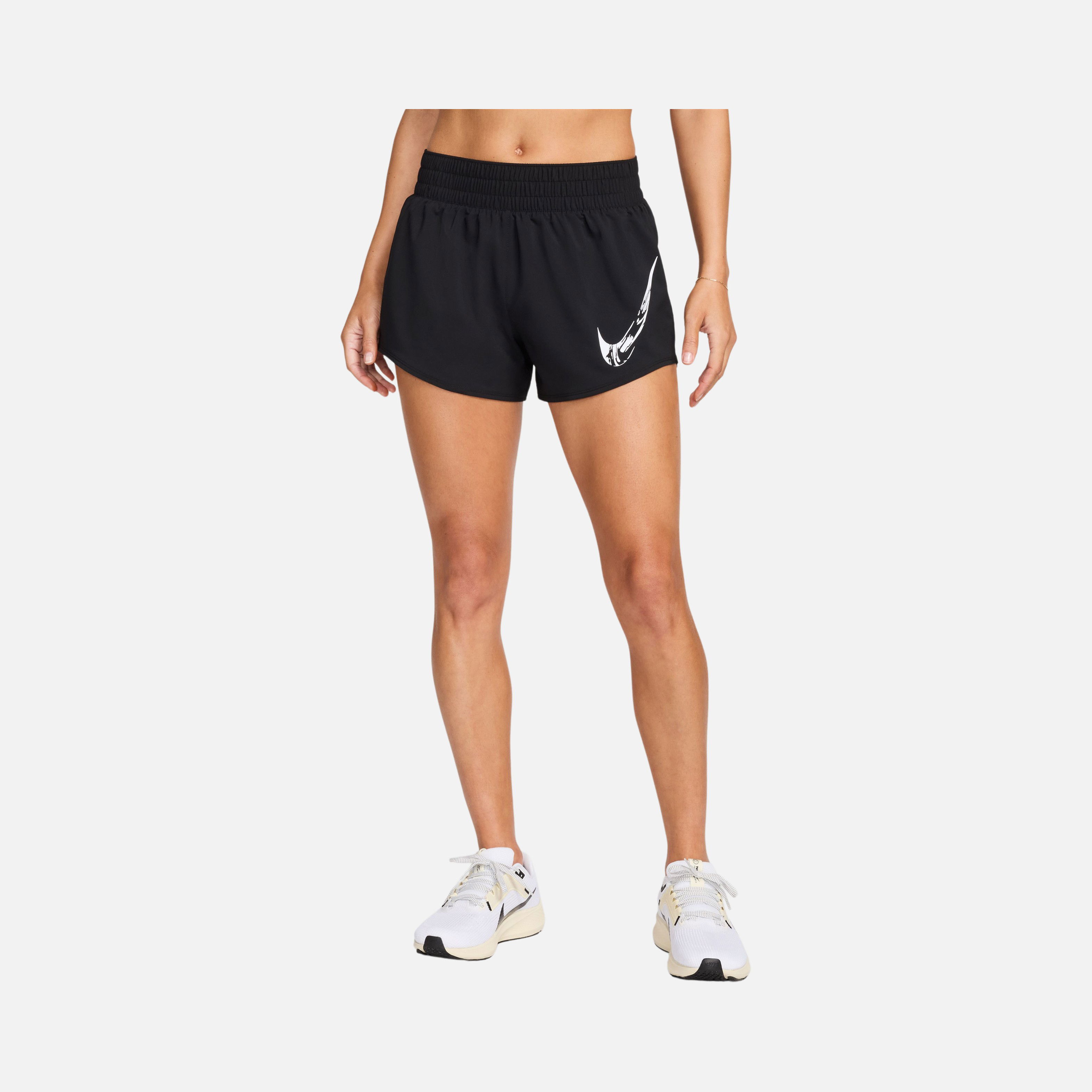 Nike One Dri-Fit Swoosh Graphic Mid-Rise Brief-Lined Running Kadın Şort