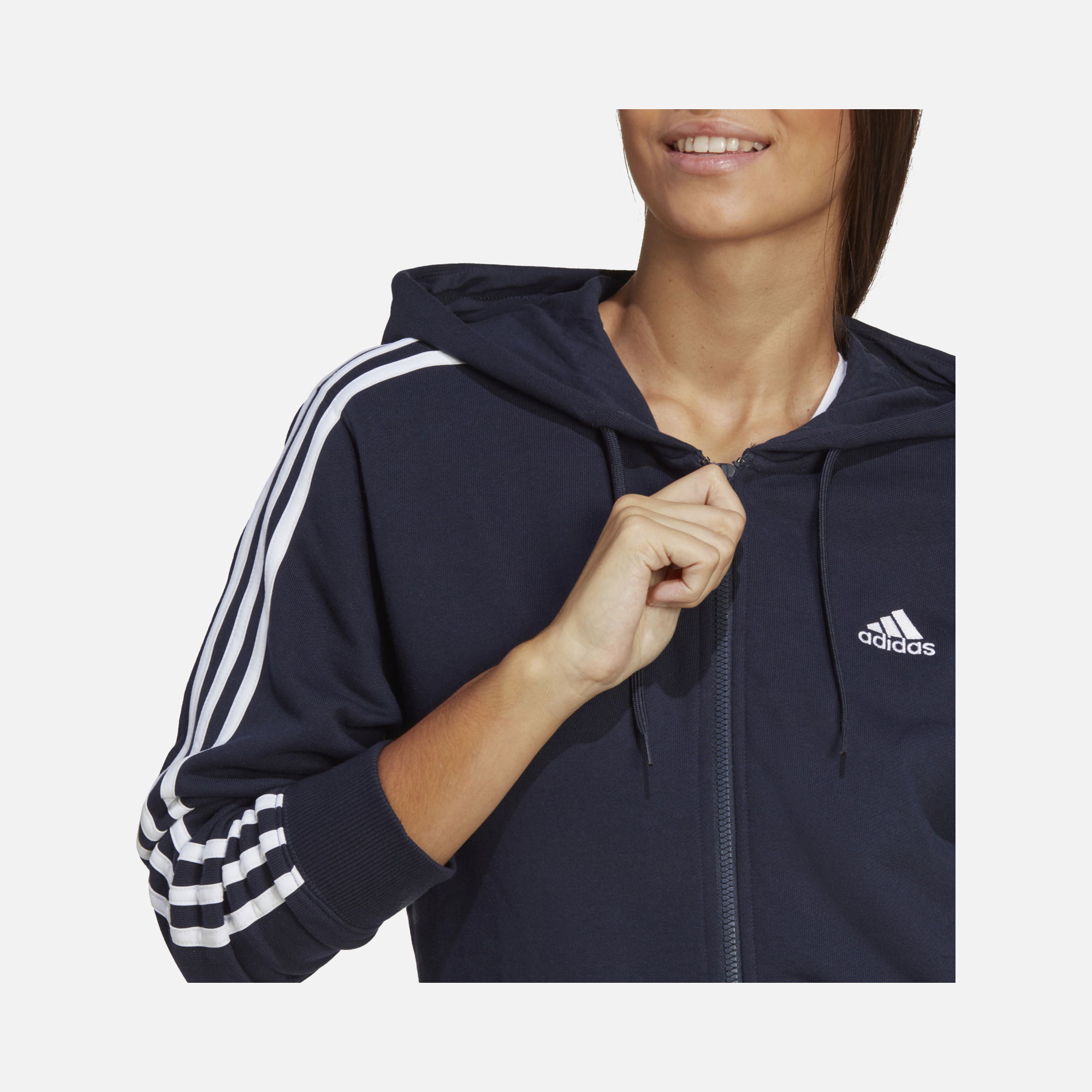 adidas Essentials 3-Stripes French Terry Full-Zip Hoodie Kadın Sweatshirt