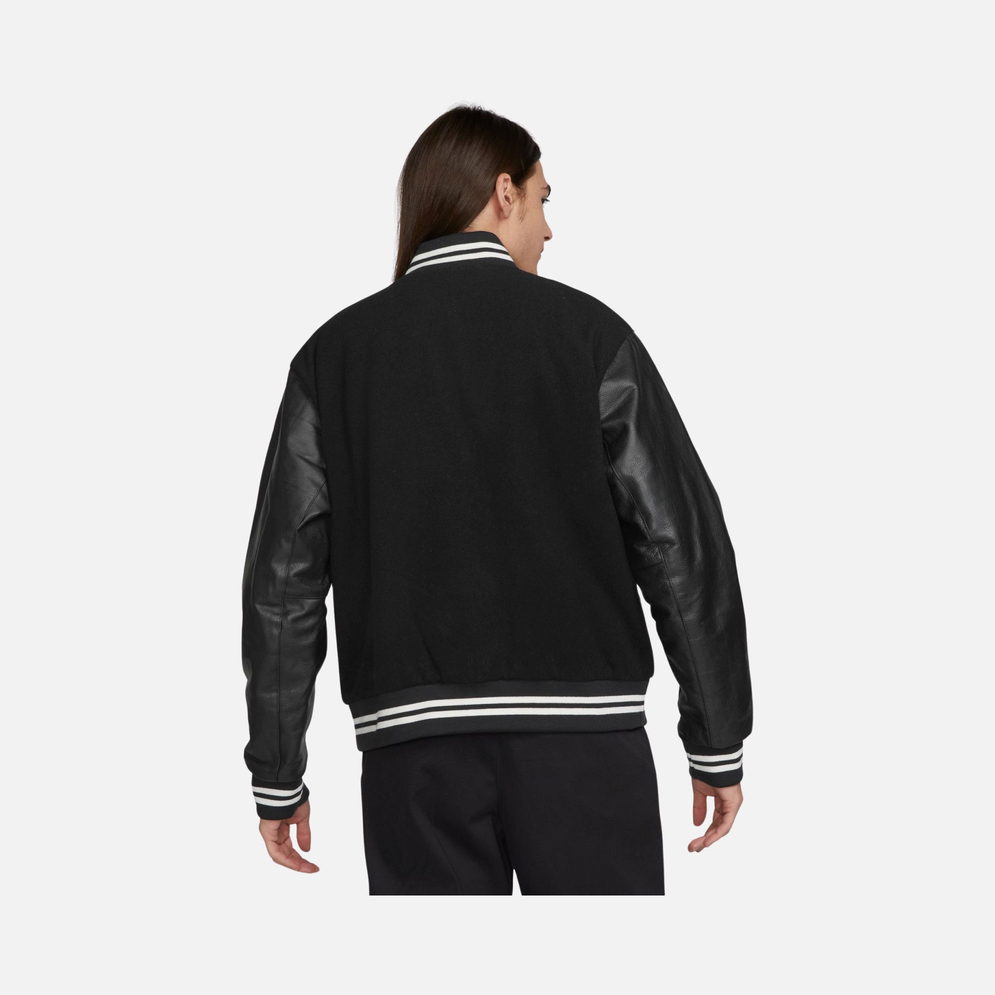 Nike Authentics Varsity Closure Leather Sleeve Full-Snap Erkek Ceket