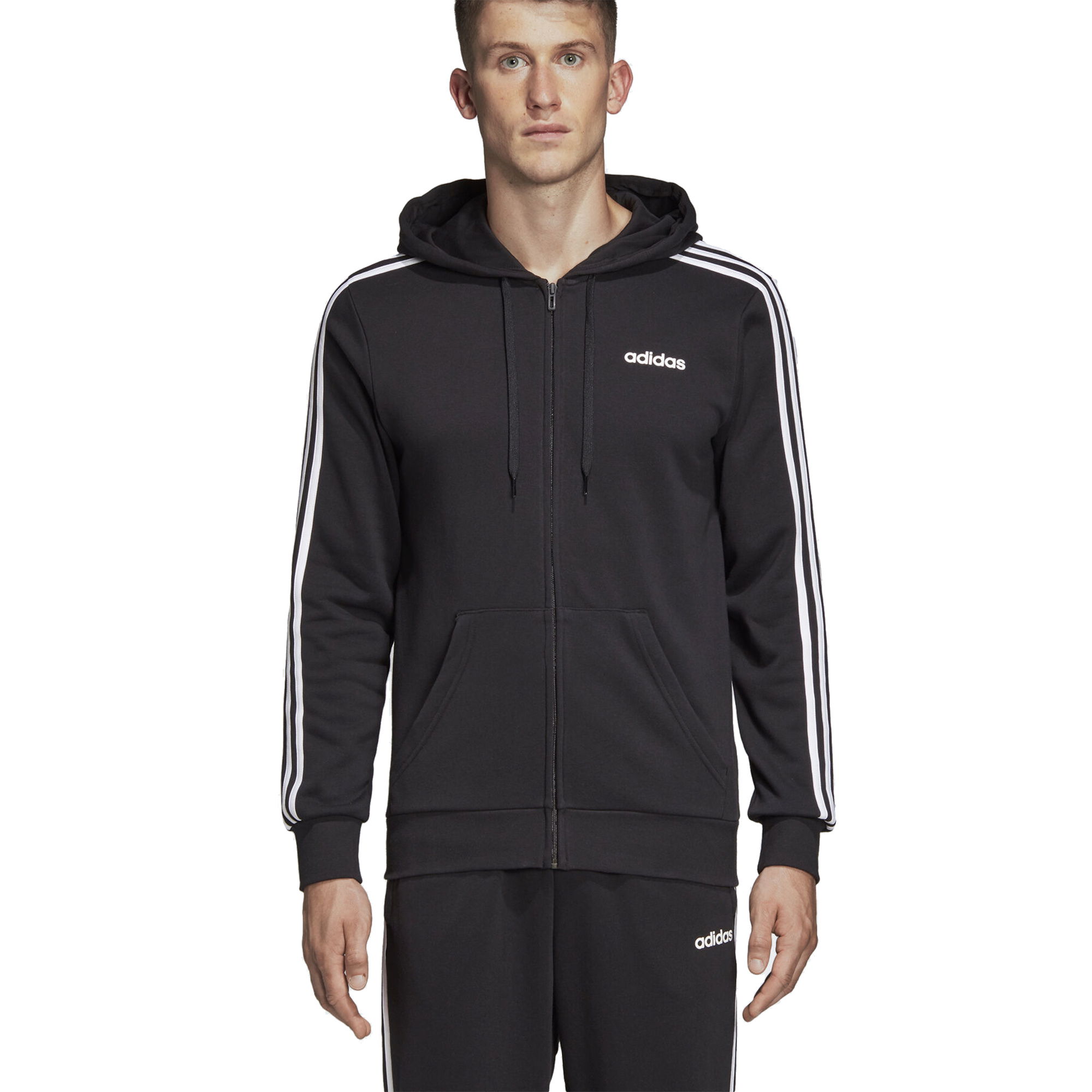 adidas Essentials 3-Stripes Full-Zip Hooded Erkek Sweatshirt