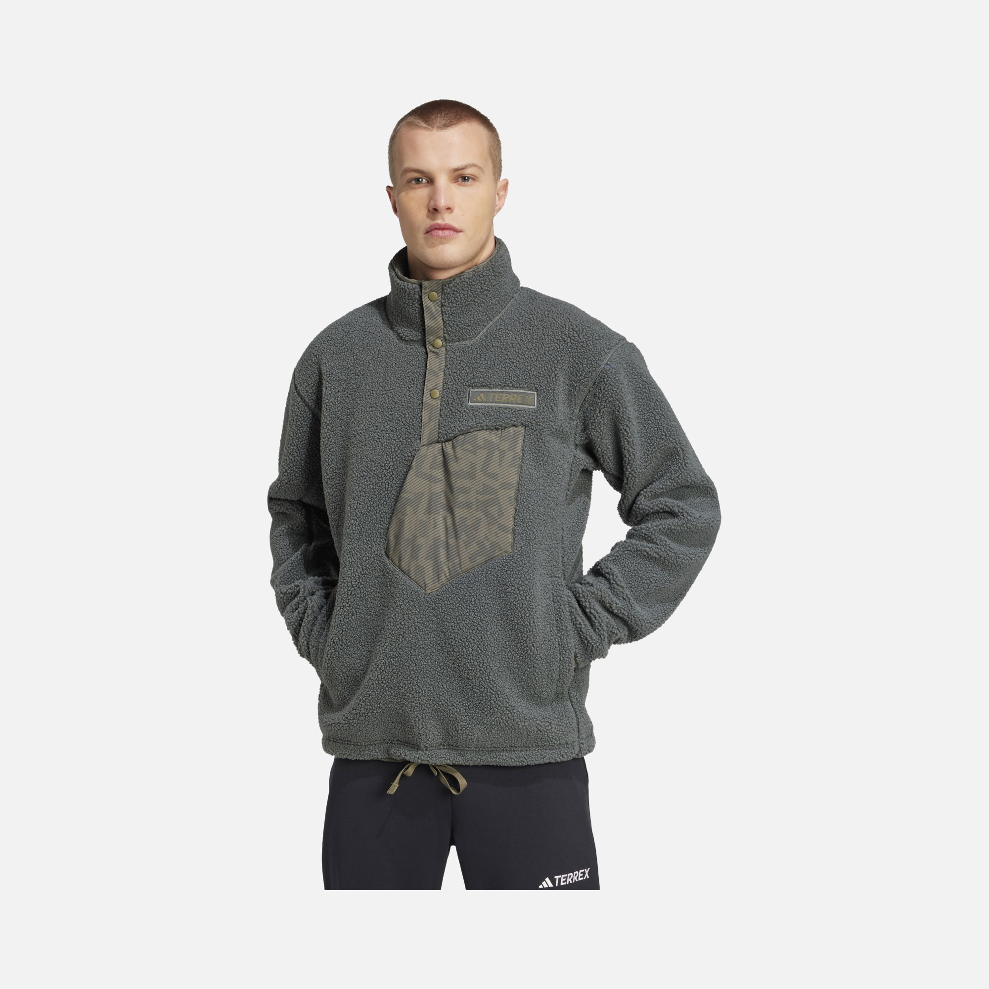 adidas Terrex XPL Faux Fur & Ripstop Fabric Details Pile Snap Hiking Erkek Sweatshirt