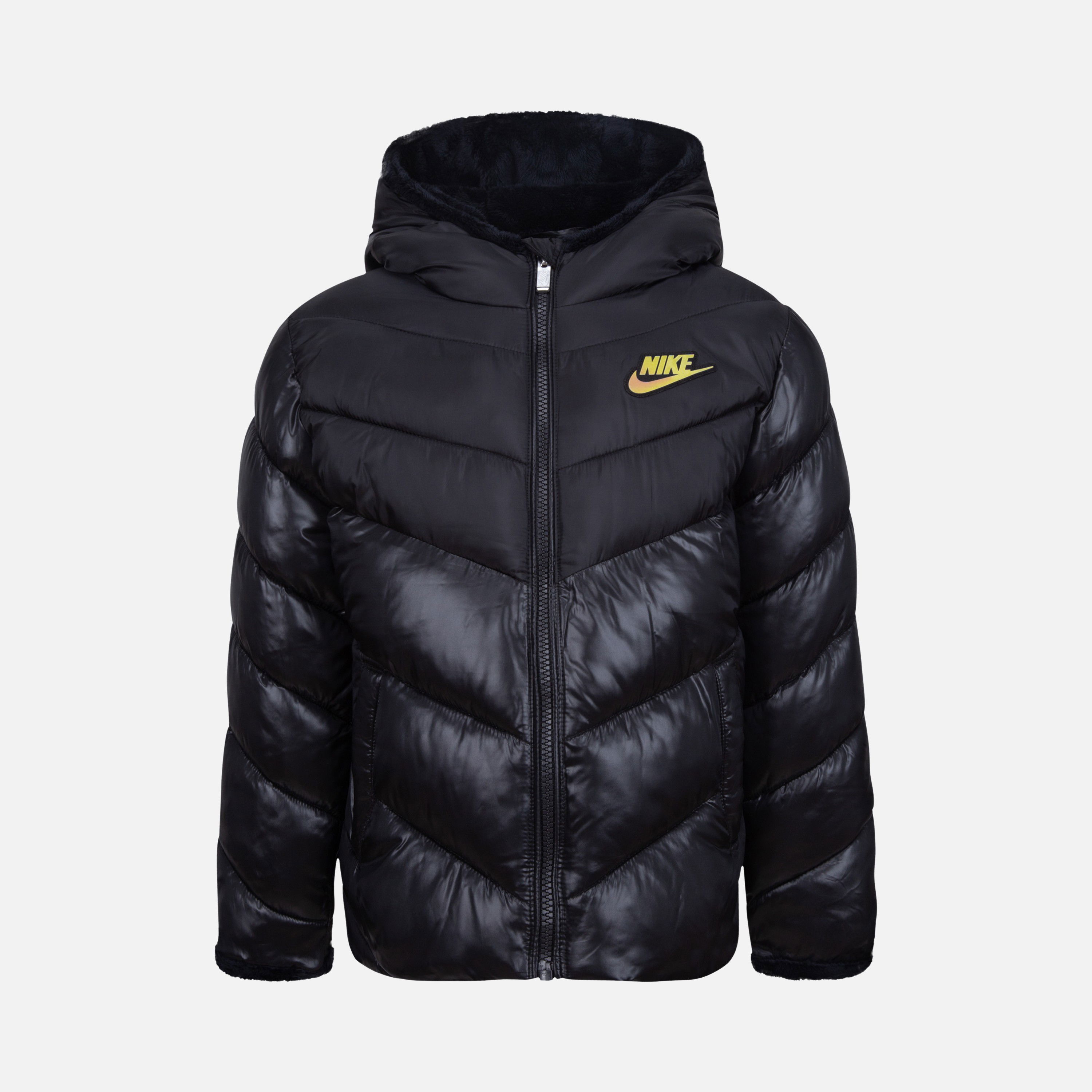 Nike Sportswear Colorblock Chevron Puffer Full-Zip Hoodie (Girls') Çocuk Mont