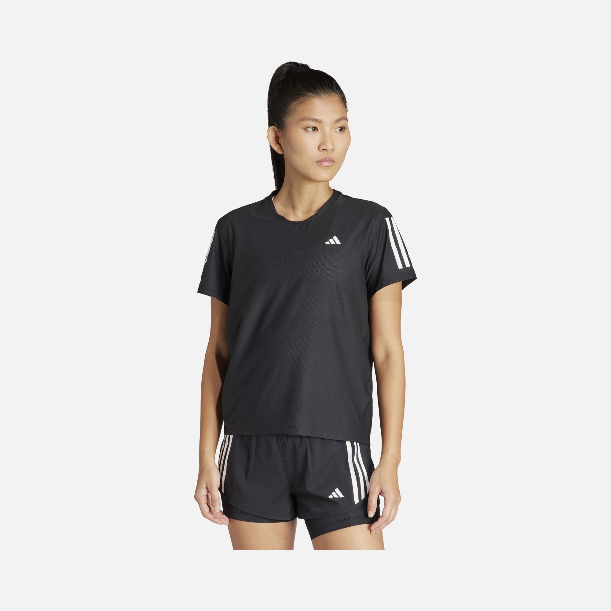 adidas AEROREADY Run Own The 3-Stripes Crew Neck Running Short-Sleeve Kadın Tişört