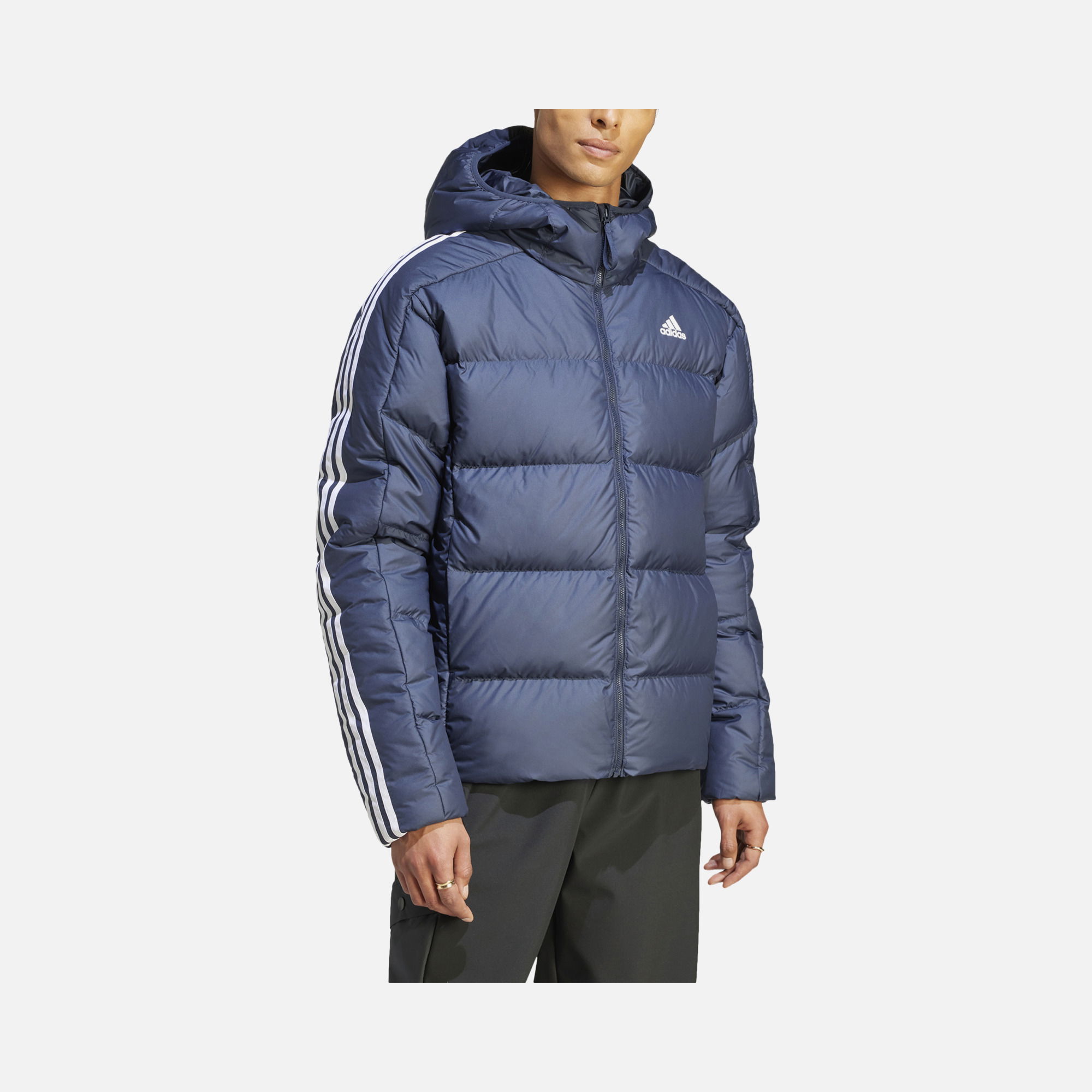 adidas Essentials Midweight Down 3-Stripes Full-Zip Hoodie Erkek Ceket