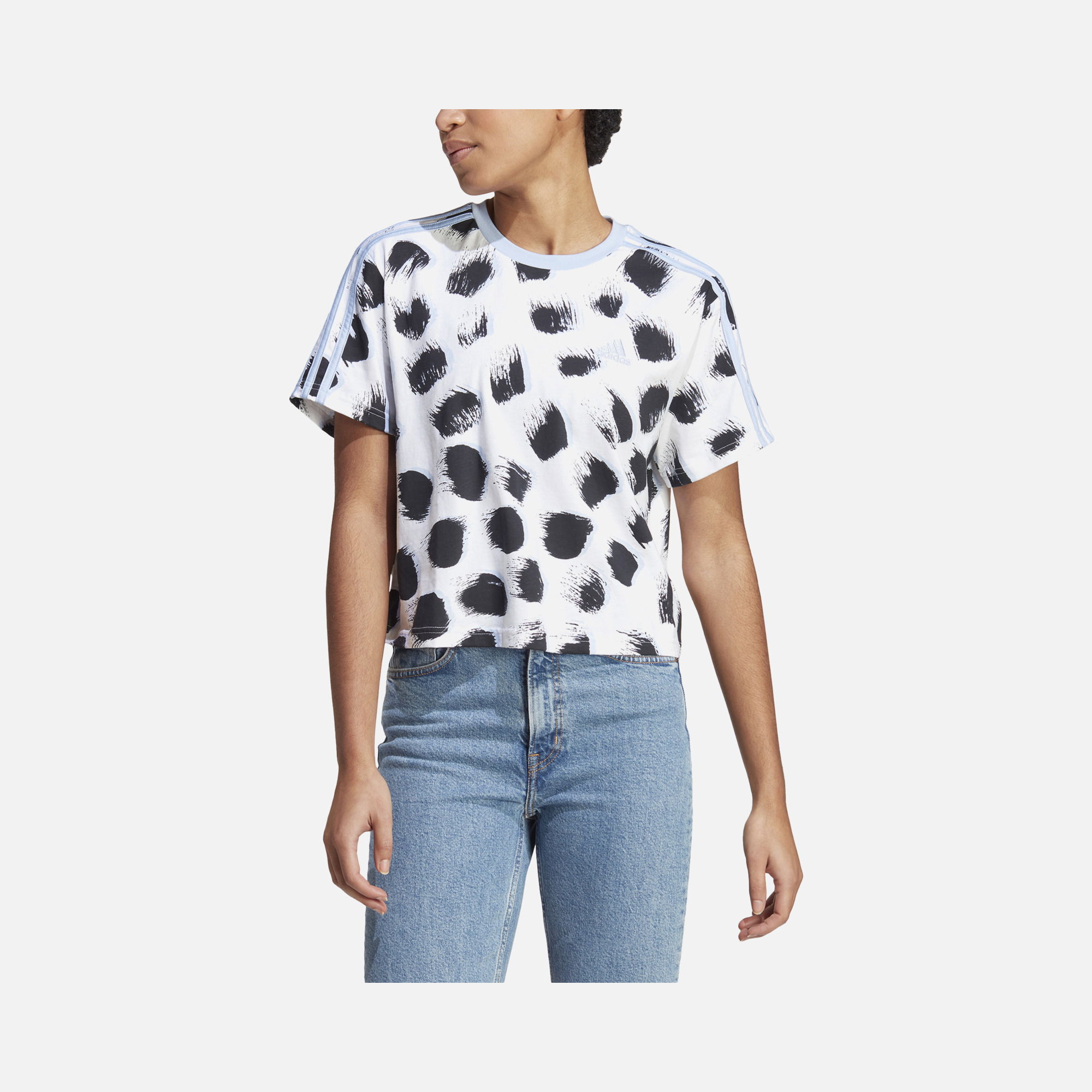 adidas Essentials 3-Stripes Single Jersey Crop Kadın Tişört