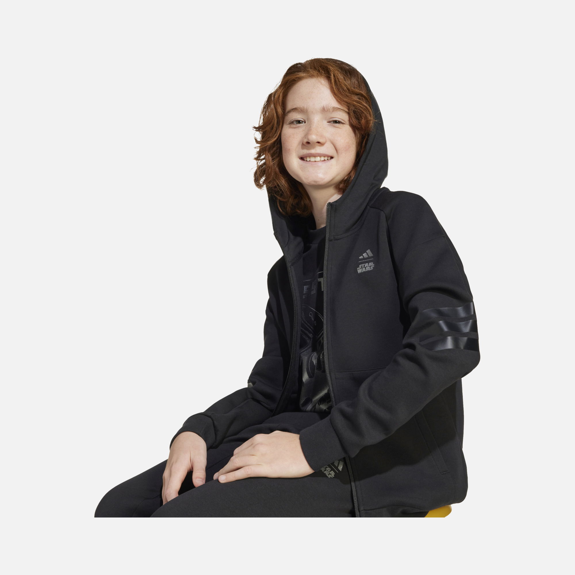 adidas Star Wars Mandalorian Printed 3-Stripes Full-Zip Hooded Çocuk Sweatshirt