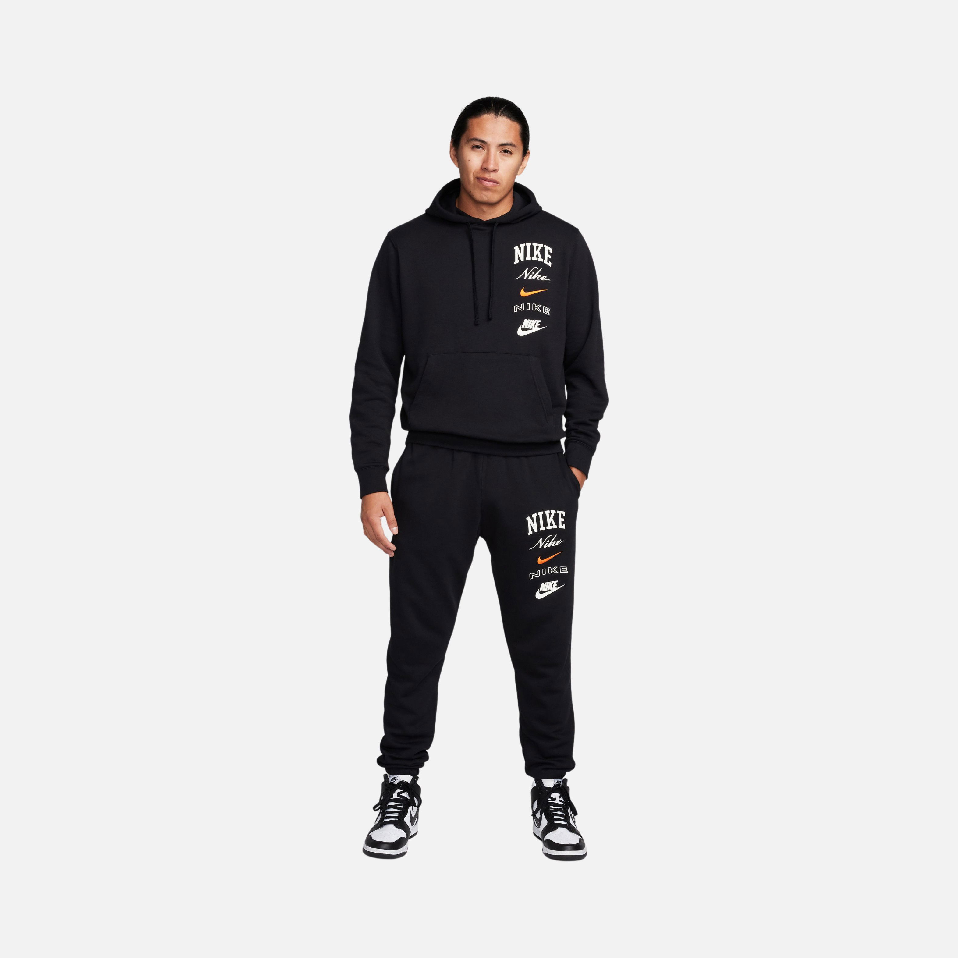 Nike Sportswear Club Fleece ''Stacked Graphics'' Pullover Hoodie Erkek Sweatshirt