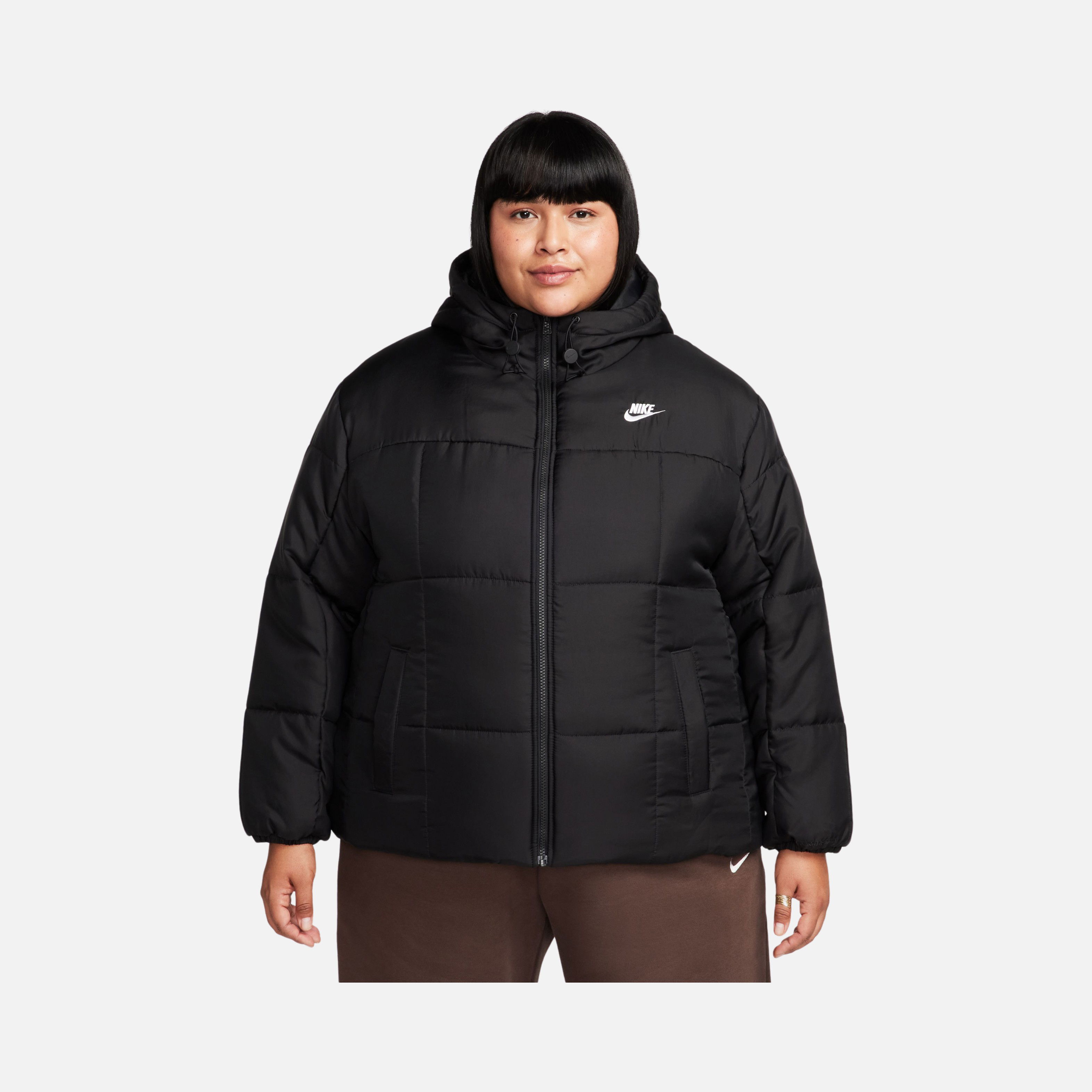 Nike Sportswear Essential Therma-Fit Puffer Full-Zip Hoodie (Plus Size) Kadın Mont