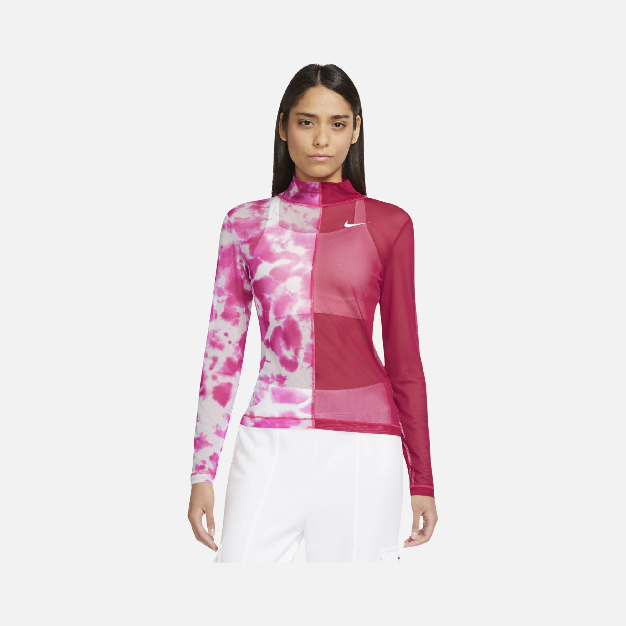 Nike Sportswear Patchwork Tie Dye Printed Long-Sleeve Kadın Tişört