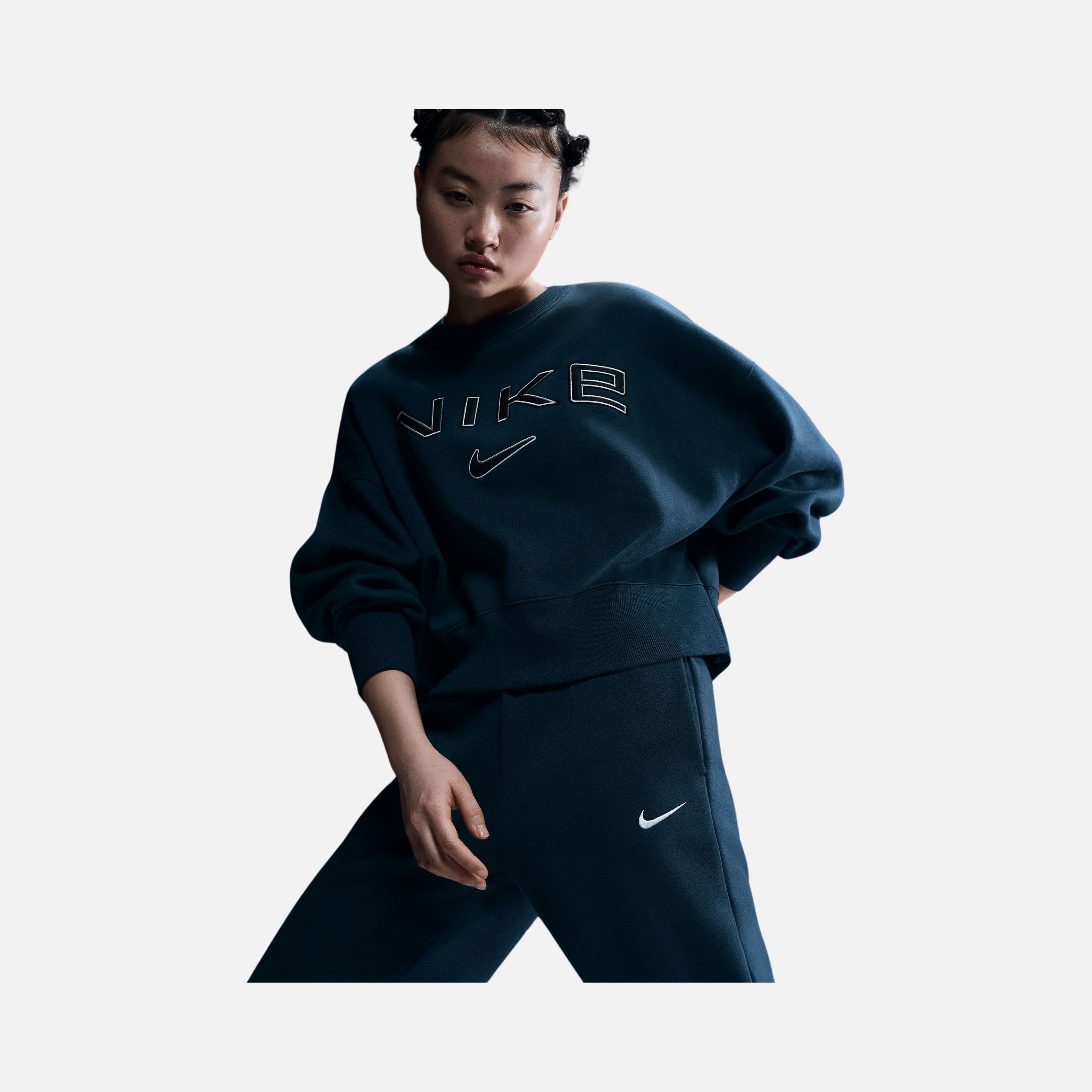 Nike Sportswear Phoenix Fleece Over-Oversized Crew-Neck Logo Kadın Sweatshirt