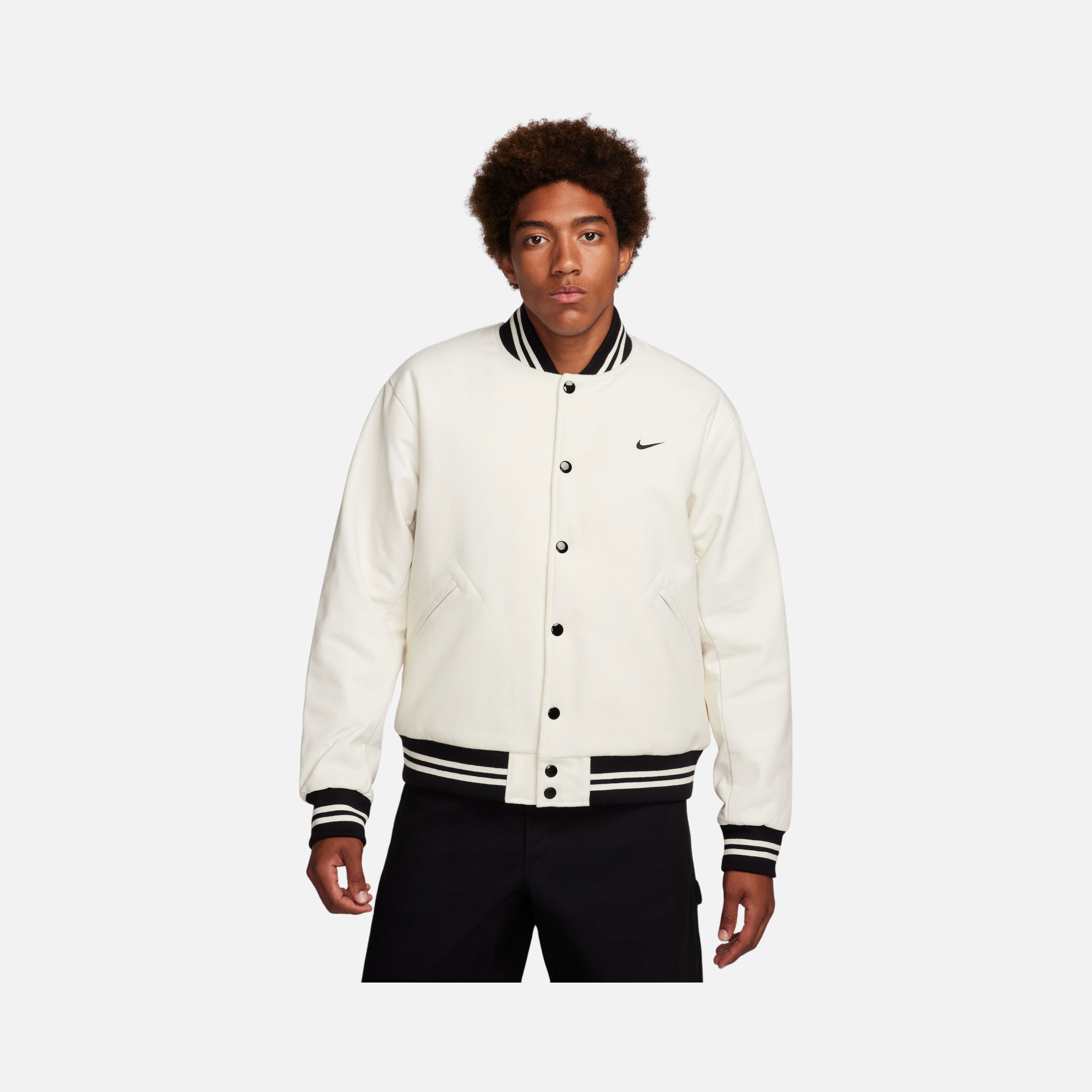 Nike Authentics Varsity Closure Leather Sleeve Full-Snap Erkek Ceket