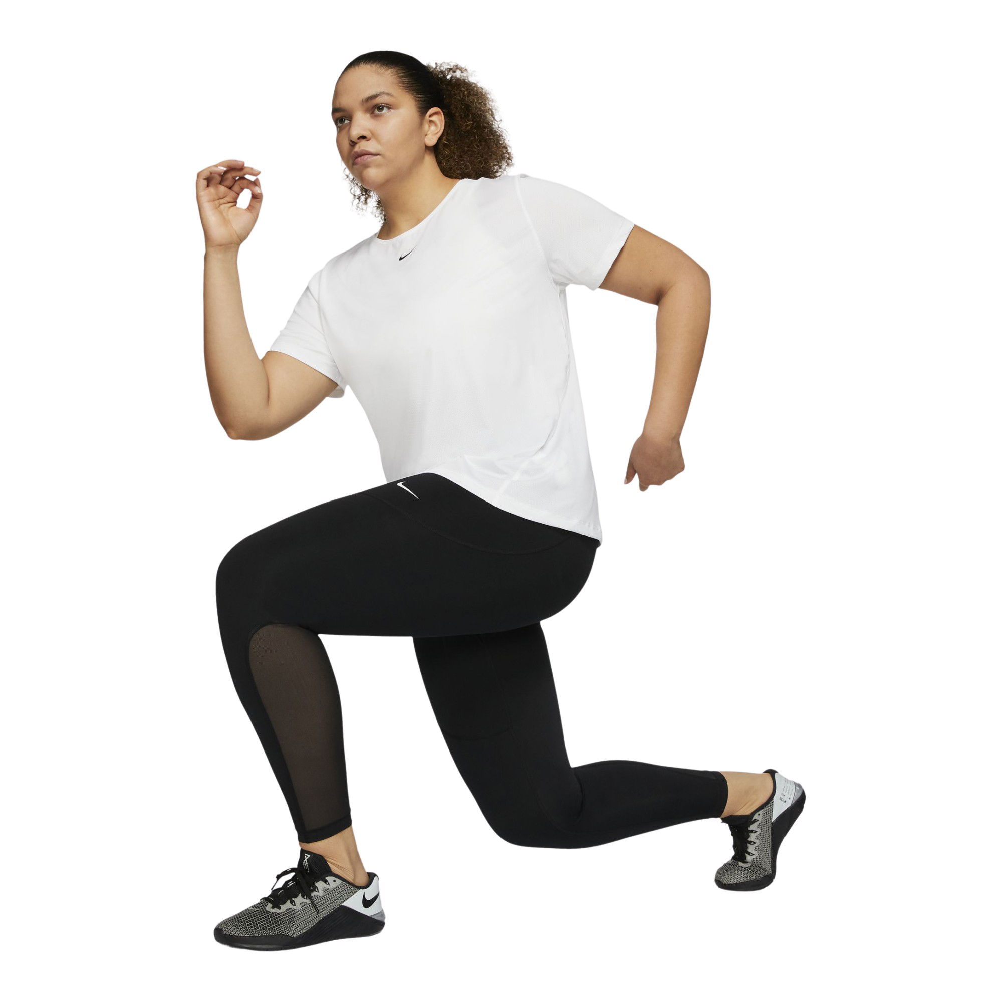 Nike Pro Mesh Top Short-Sleeve (Plus Size) Kadın Tişört