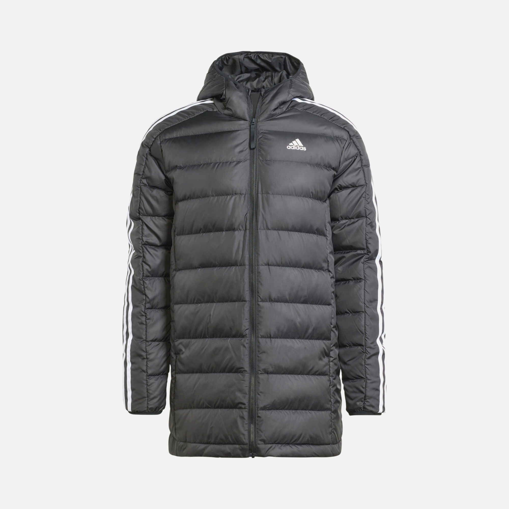 adidas Essentials 3-Stripes Light Down Full-Zip Hoodie Erkek Parka
