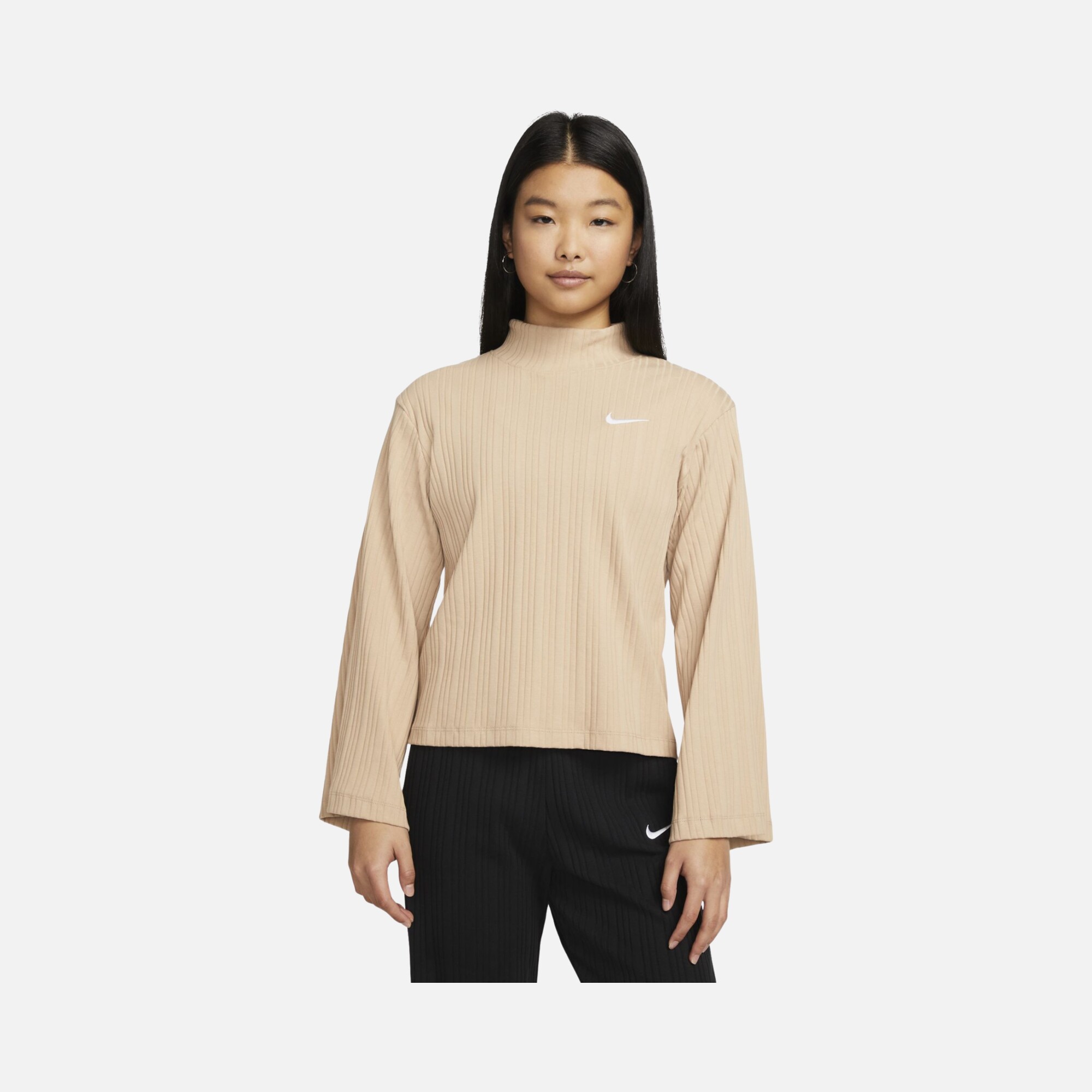 Nike Sportswear Ribbed Jersey Wide Long-Sleeve Kadın Tişört