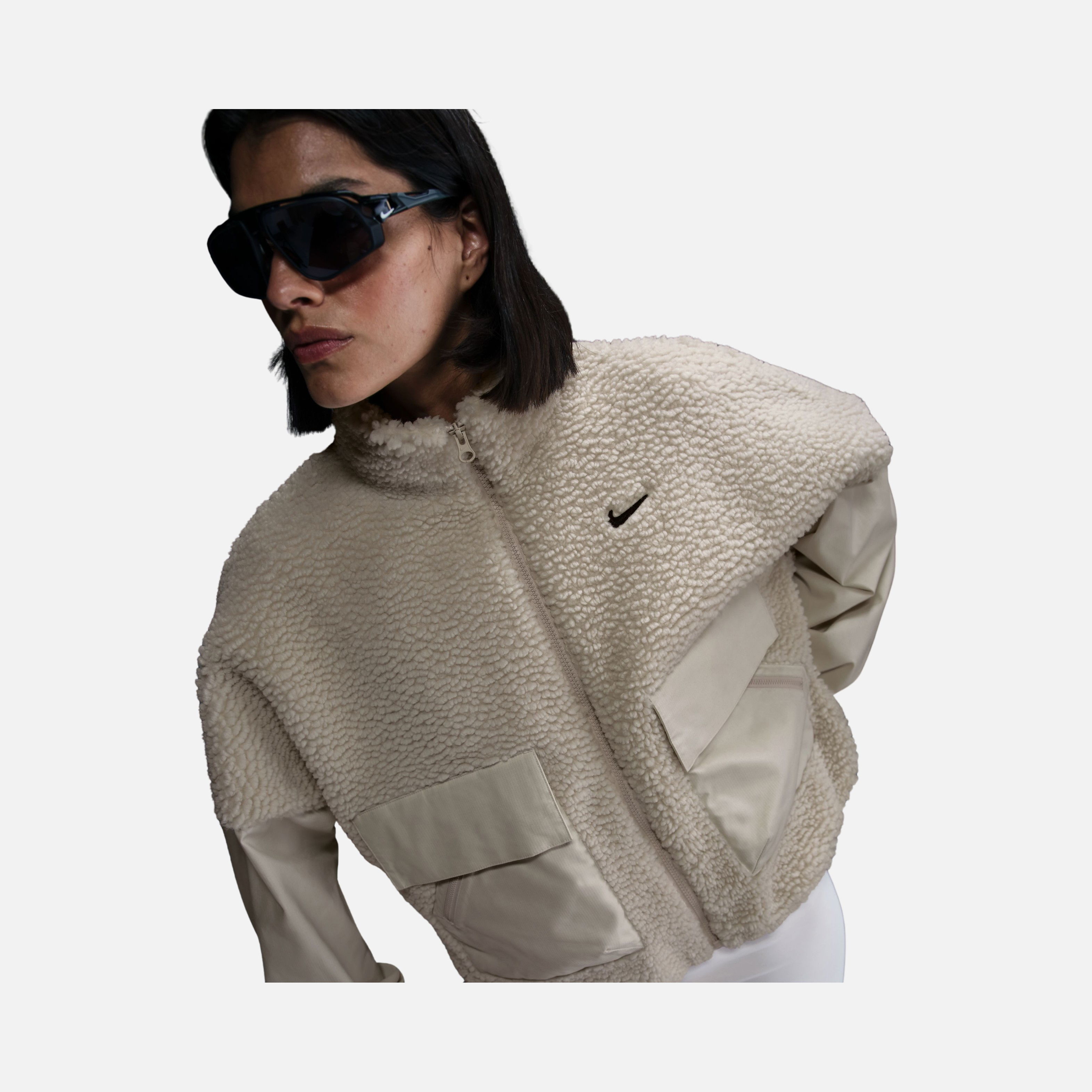 Nike Sportswear Essential Cozy Oversized Faux Fur and Ripstop Fabric Full-Zip Kadın Mont