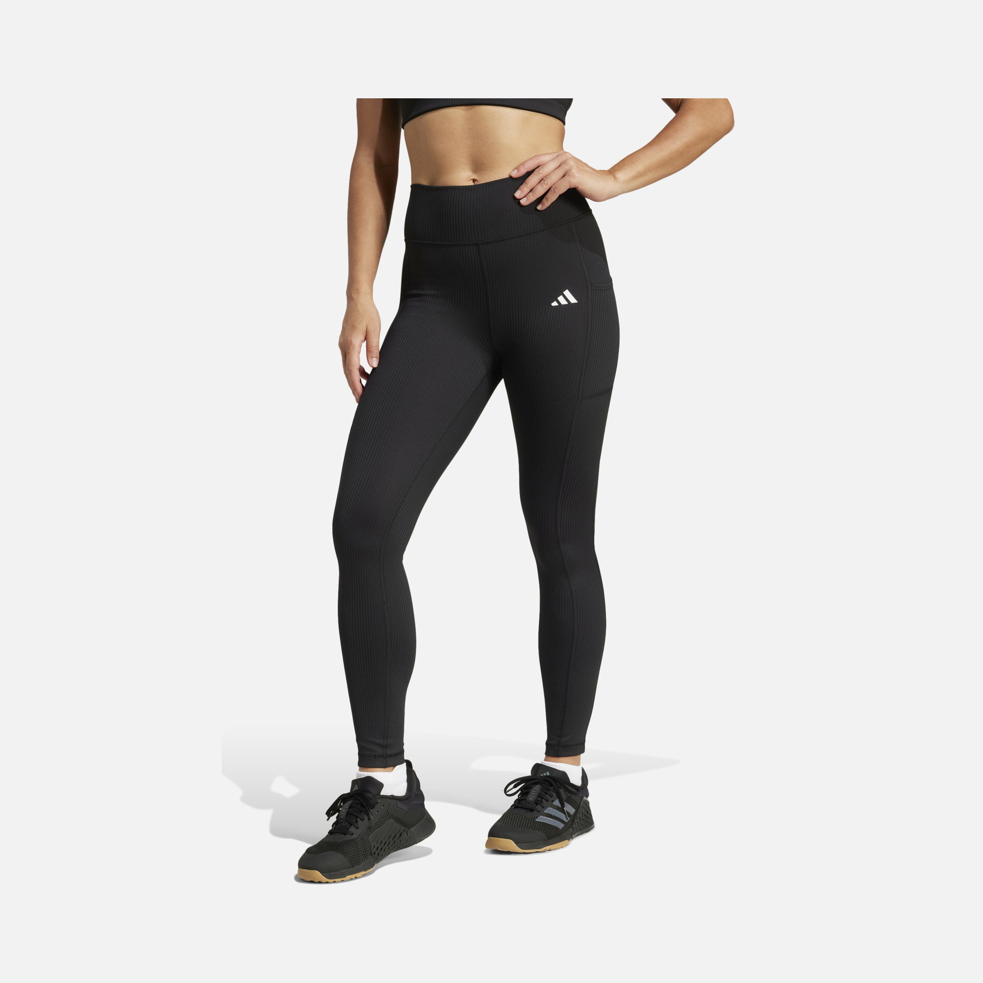 adidas Optime Rib LYCRA® Fabric High Waist 7/8 Gym & Training Kadın Tayt