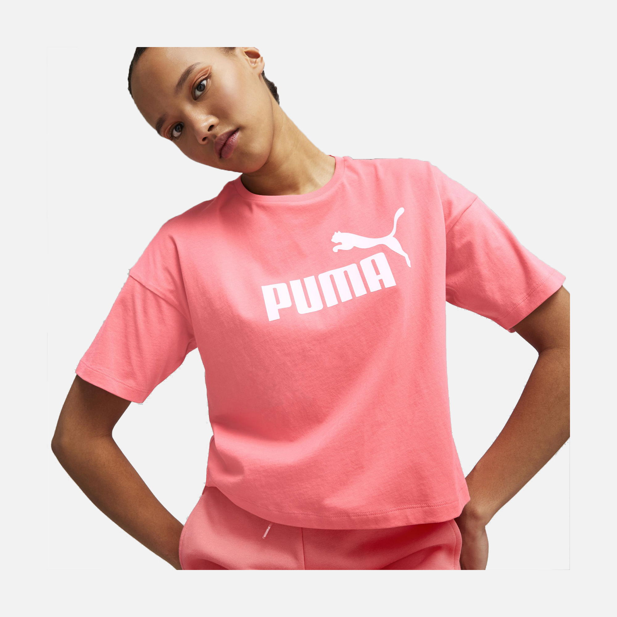 Puma Sportswear Essentials Logo Cropped Short-Sleeve Kadın Tişört