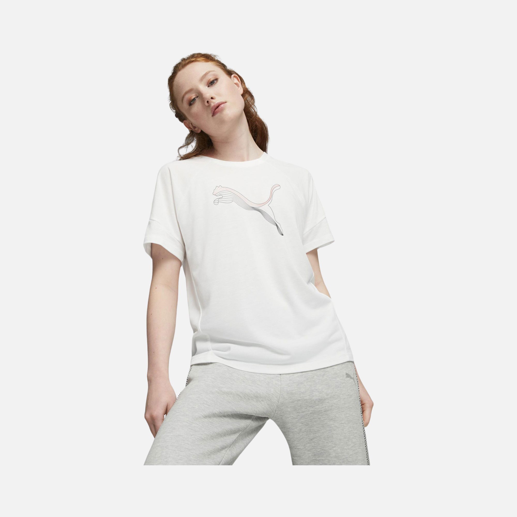 Puma Sportswear Evostripe Logo Short-Sleeve Kadın Tişört