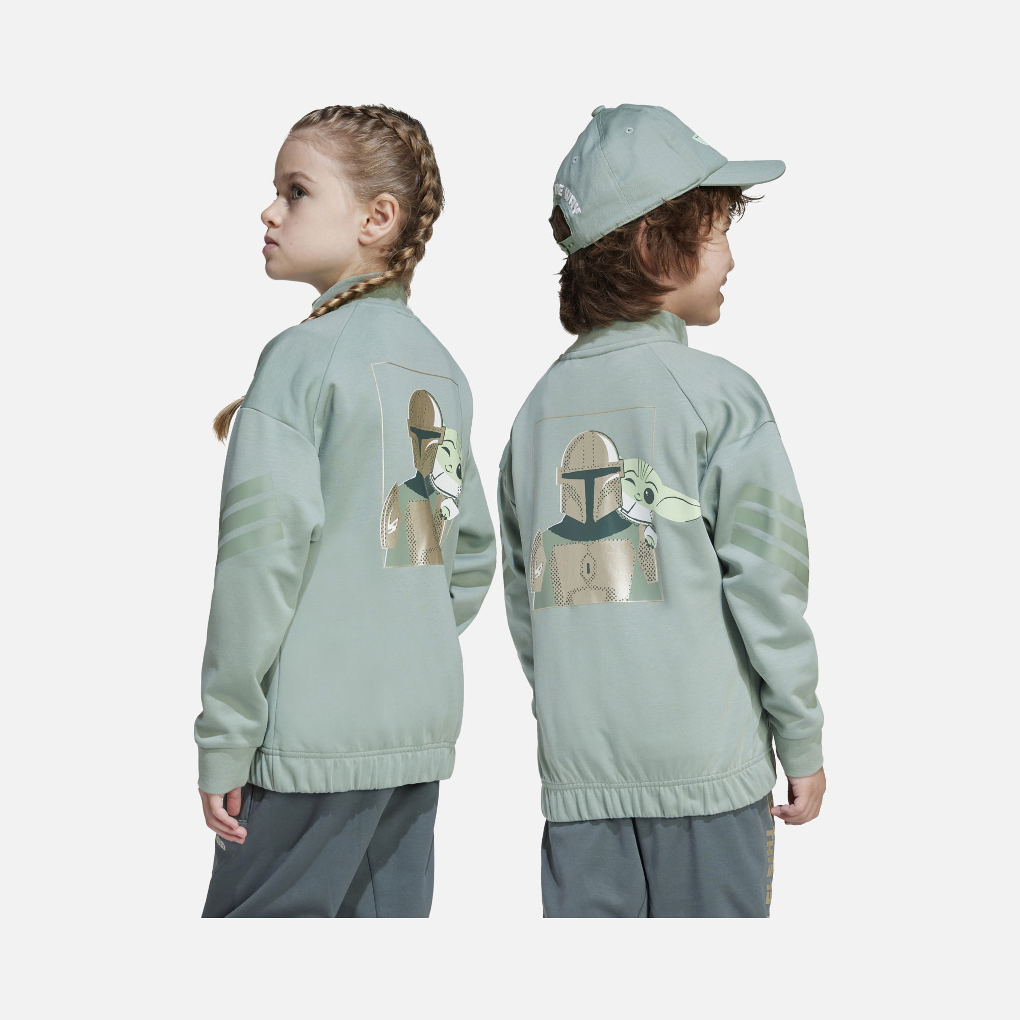 adidas Star Wars Mandalorian Graphic 3-Stripes Full-Zip Çocuk Sweatshirt