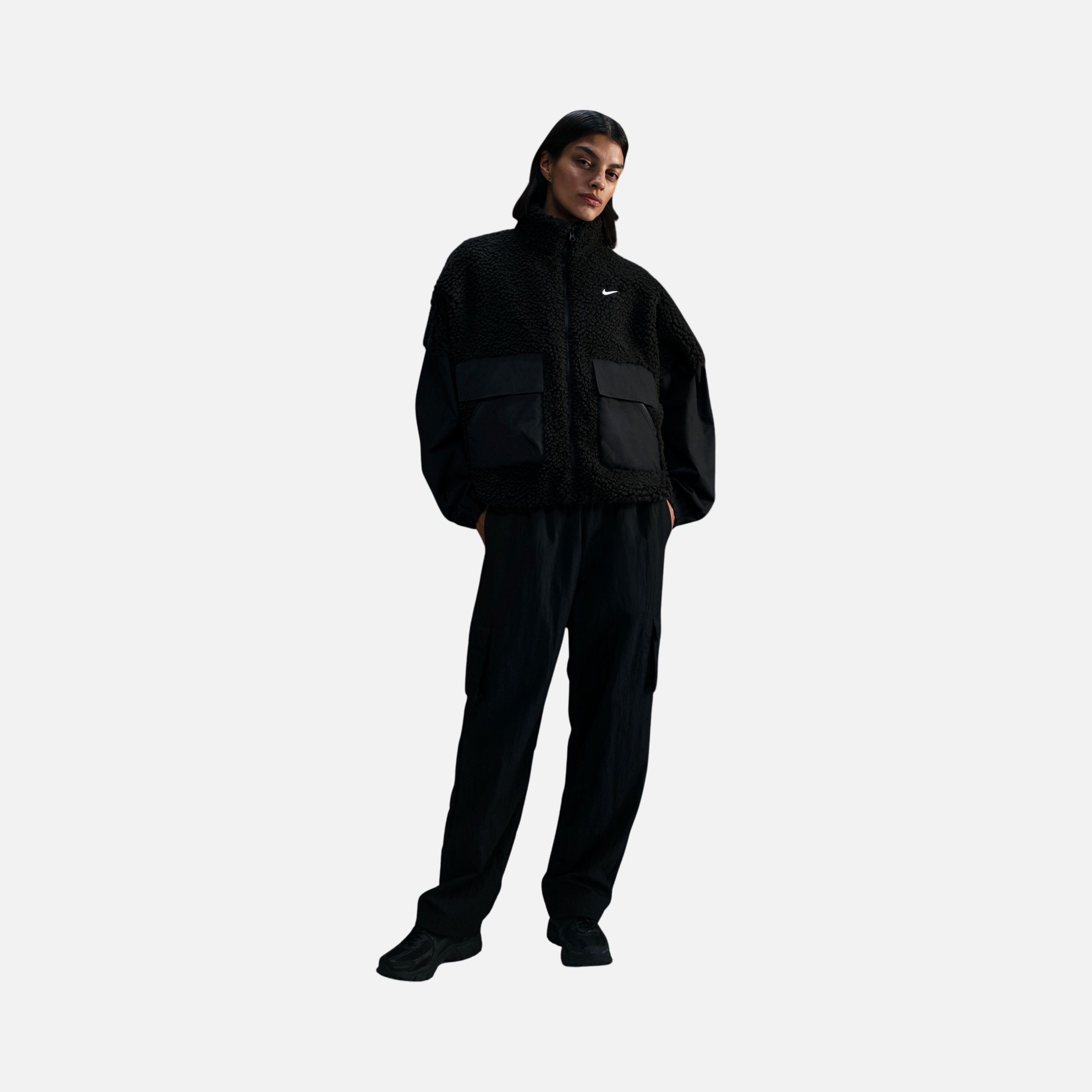 Nike Sportswear Essential Cozy Oversized Faux Fur and Ripstop Fabric Full-Zip Kadın Mont