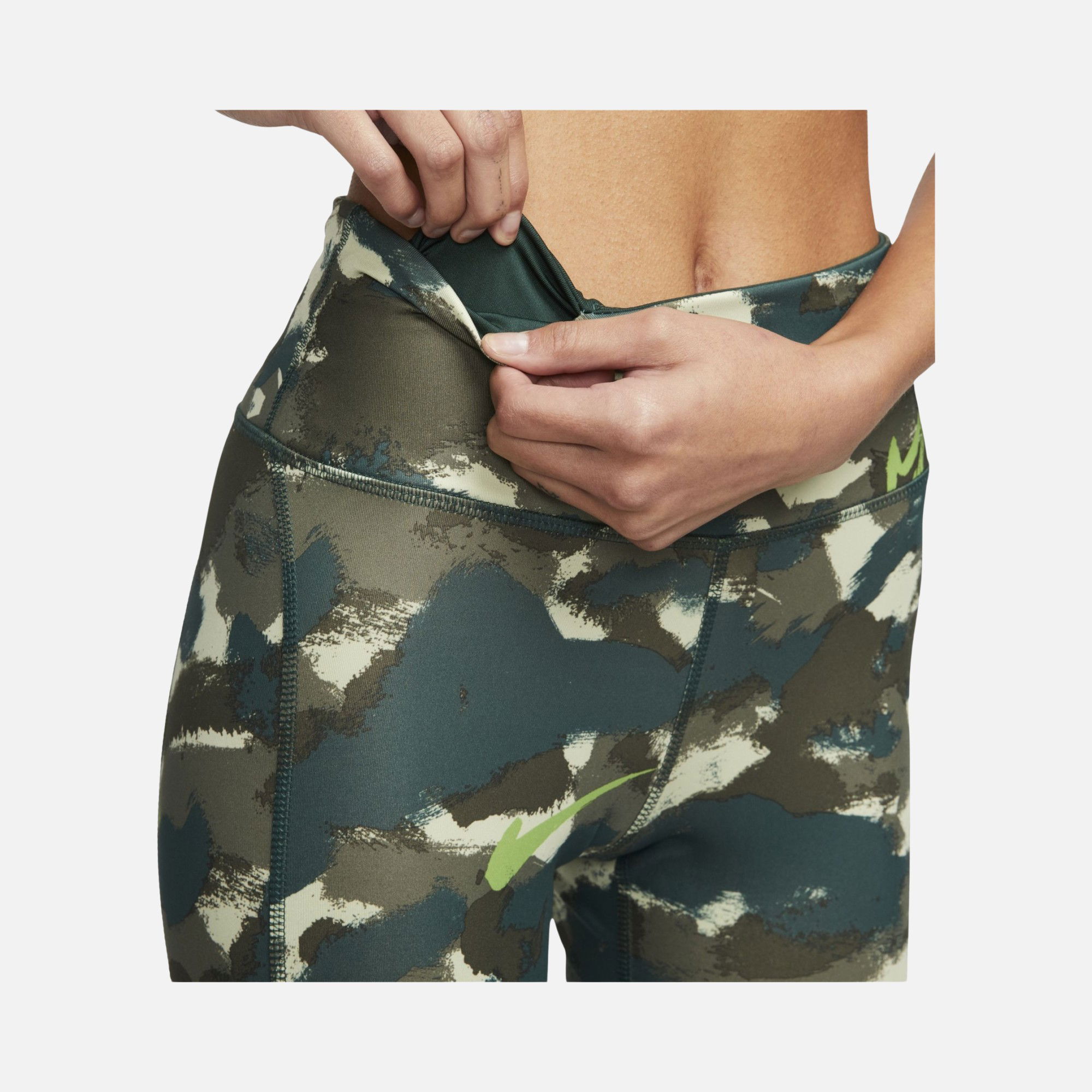 Nike Dri-Fit Fast Mid-Rise 7/8-Length Printed Running Kadın Tayt