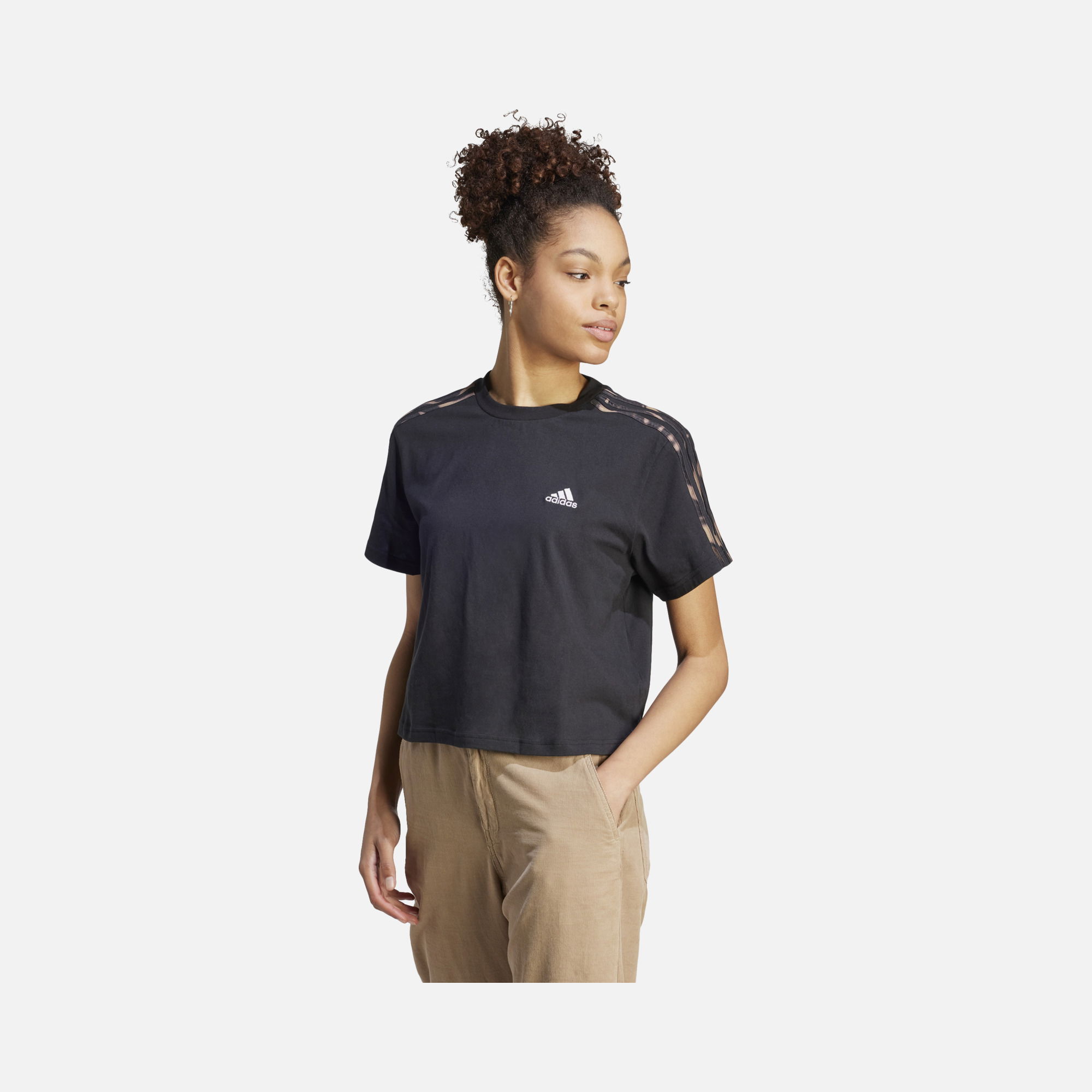 adidas Sportswear Vibrant Print 3-Stripes Short-Sleeve Kadın Tişört