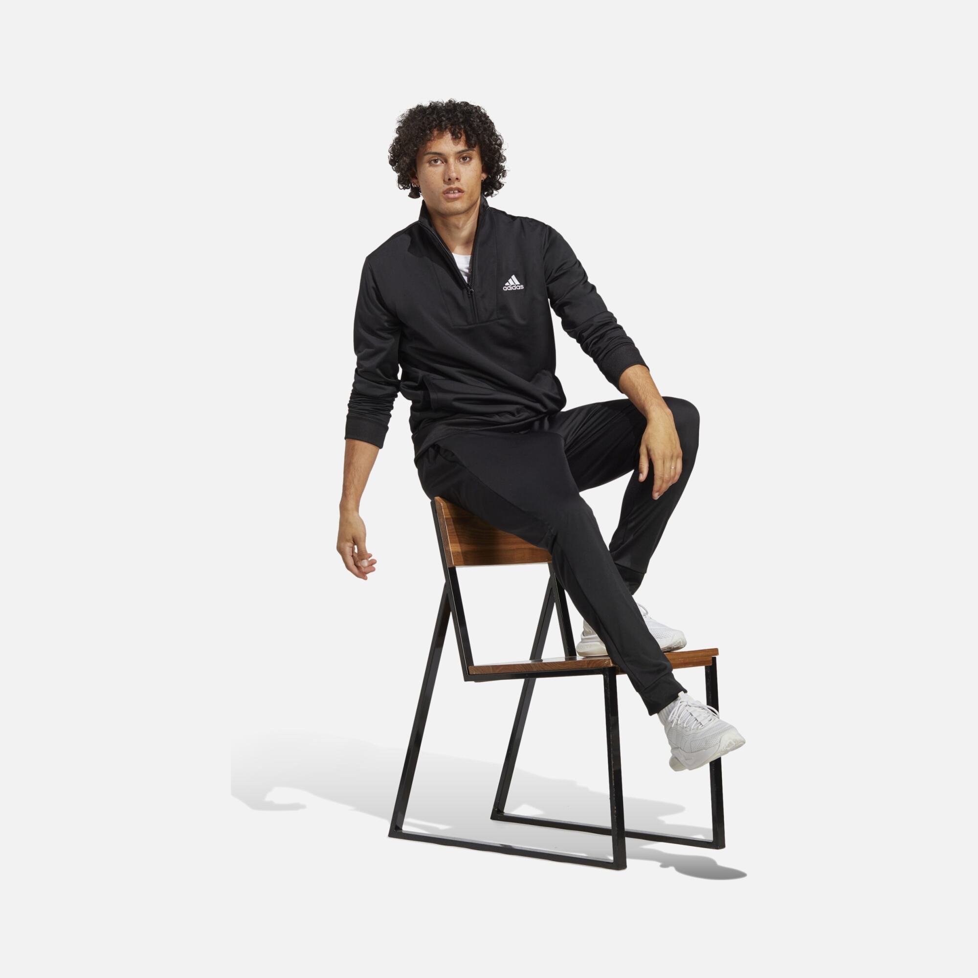 adidas Sportswear Small Logo Tricot 3-Stripes Half-Zip Hoodie Erkek Eşofman Takımı