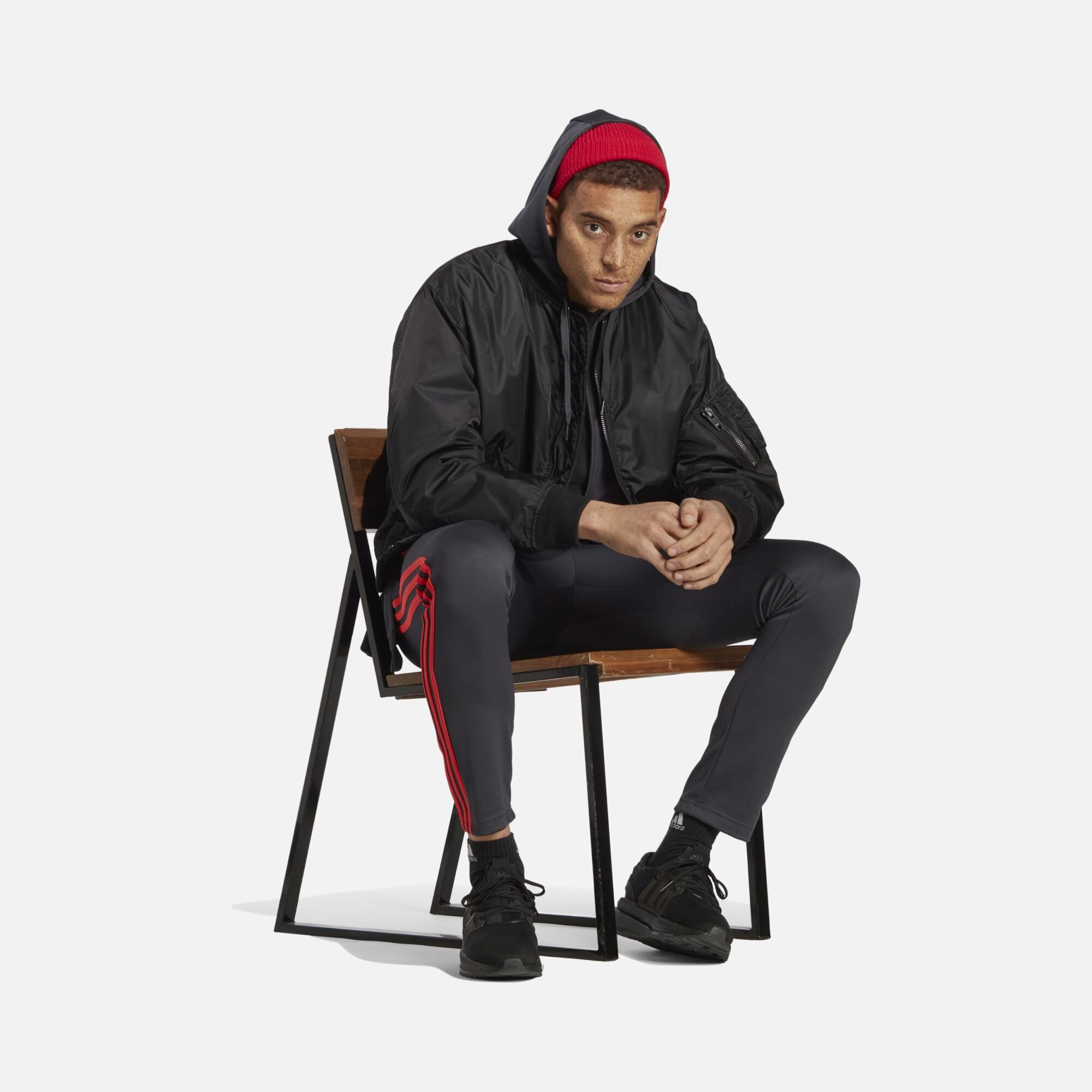 adidas Sportswear Logo Tricot 3-Stripes Full-Zip Hoodie Erkek Eşofman Takımı