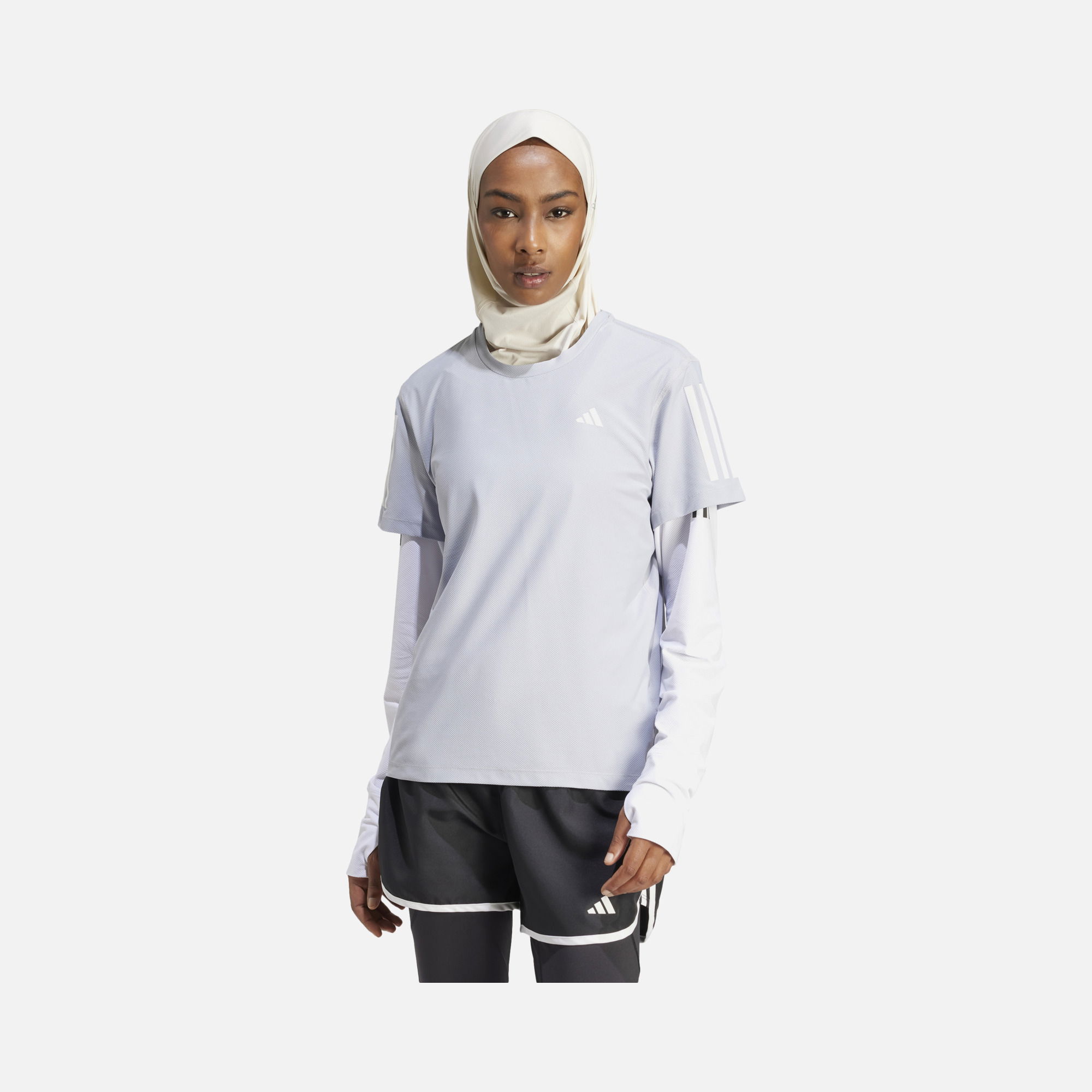 adidas AEROREADY Run Own The 3-Stripes Crew Neck Running Short-Sleeve Kadın Tişört