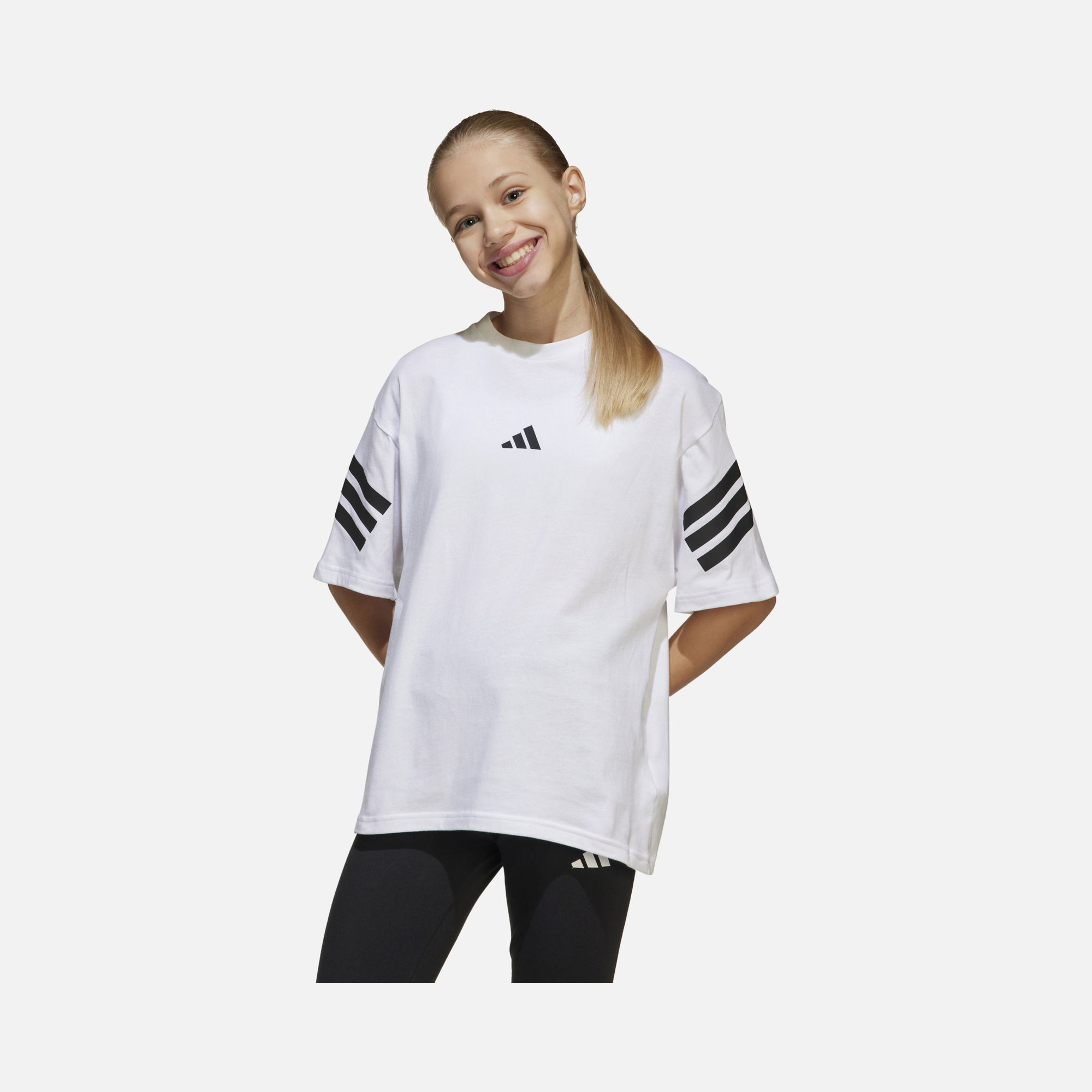 adidas Sportswear Future Icons 3-Stripes & 3-Bar Logo Detail Short-Sleeve Çocuk Tişört
