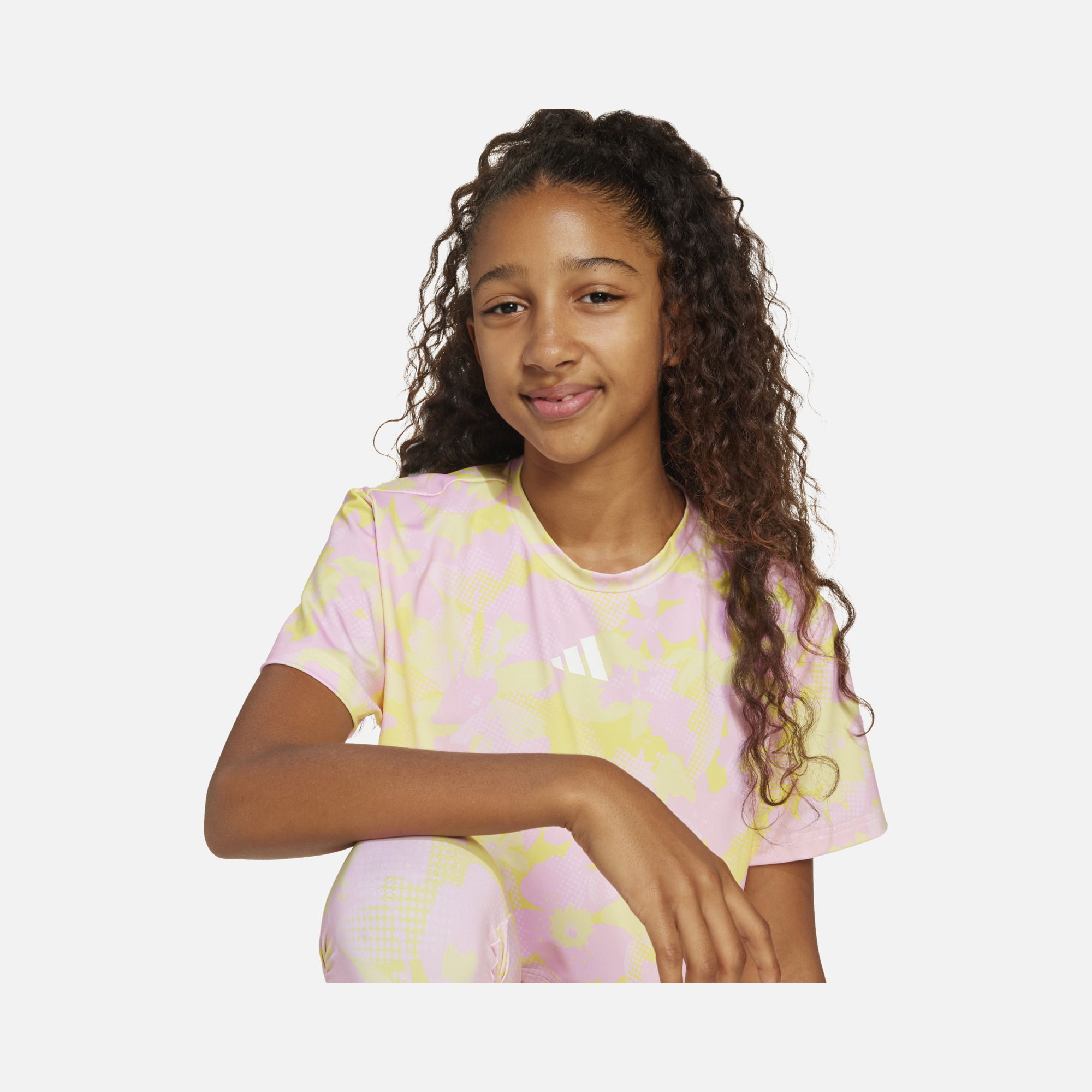 adidas Climacool Train Essentials All Over Printed Flower Cropped Gym & Training Short-Sleeve (Girls') Çocuk Tişört
